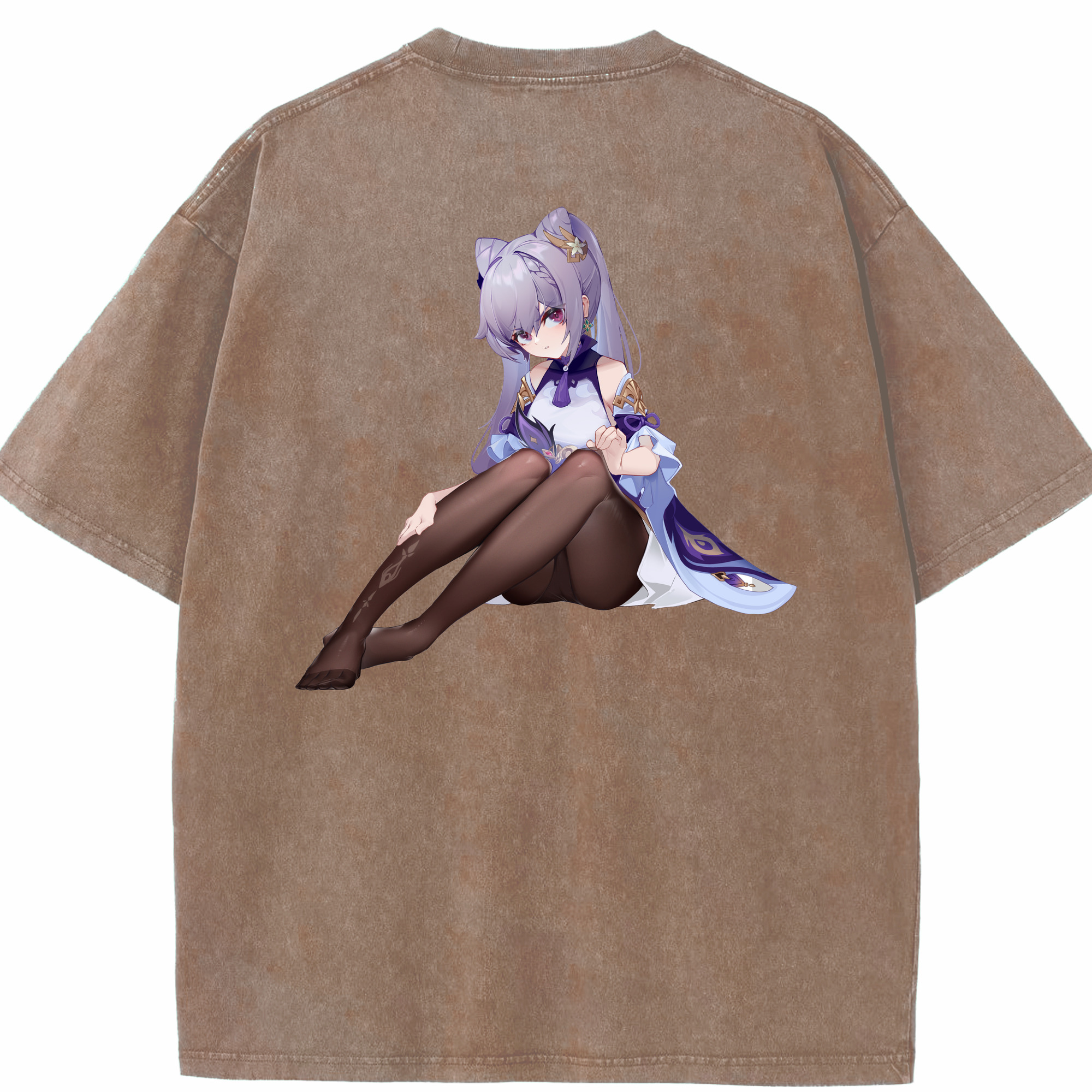 げんし神 刻晴 こくせい genshin Kokusei 綿100% ヴィンテージ風 半袖Tシャツ（背面プリント）