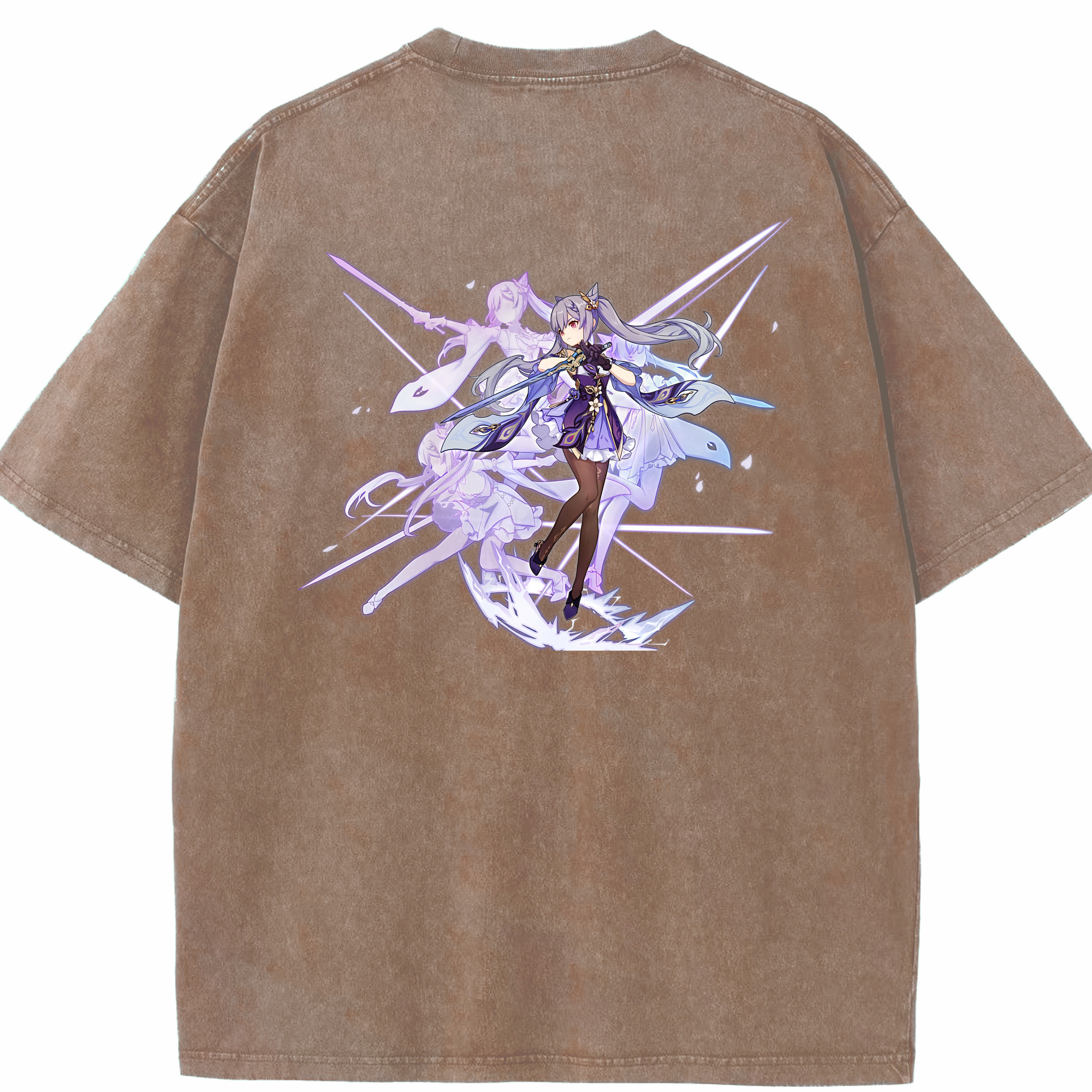 げんし神 刻晴 こくせい genshin Kokusei 綿100% ヴィンテージ風 半袖Tシャツ（背面プリント）