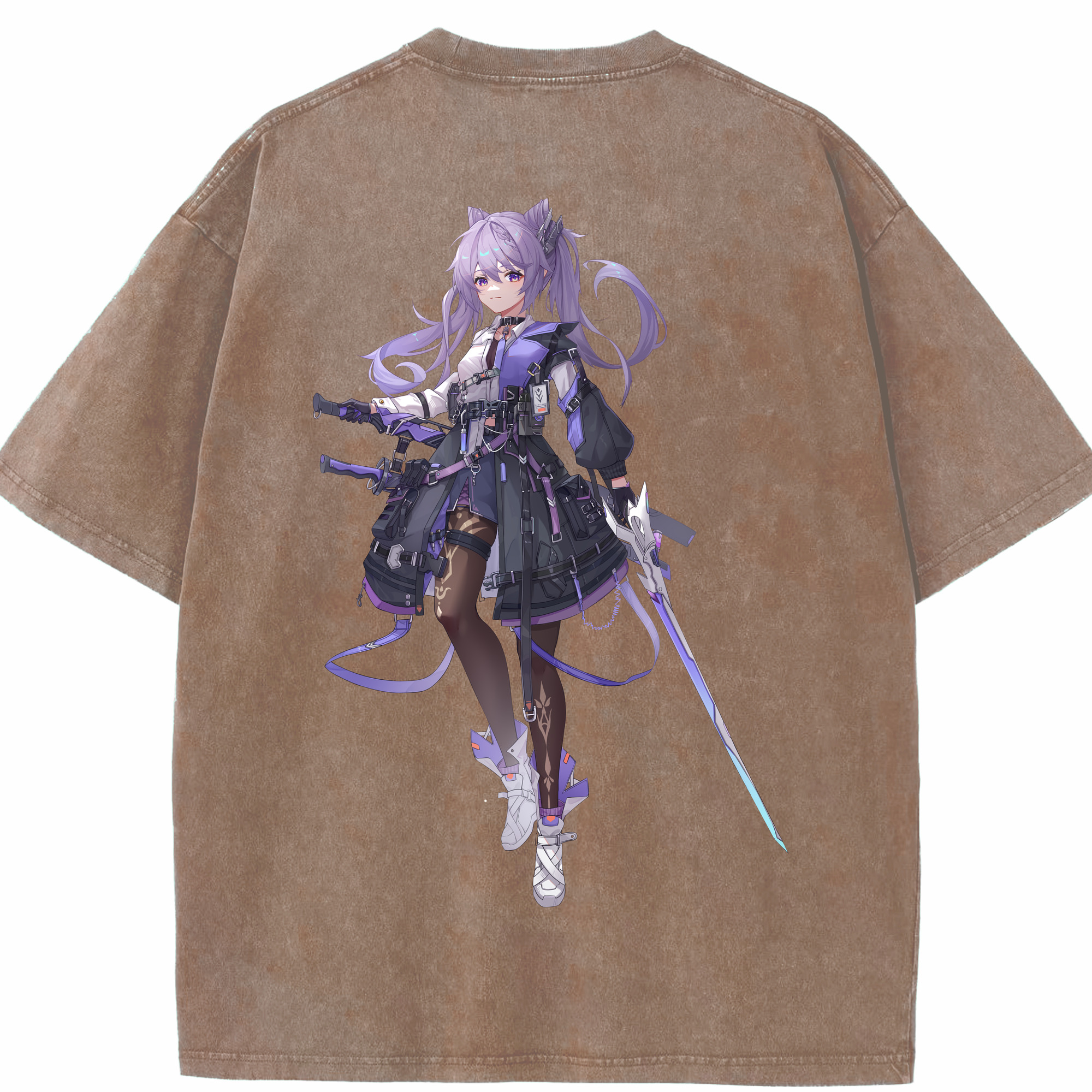 げんし神 刻晴 こくせい genshin Kokusei 綿100% ヴィンテージ風 半袖Tシャツ（背面プリント）