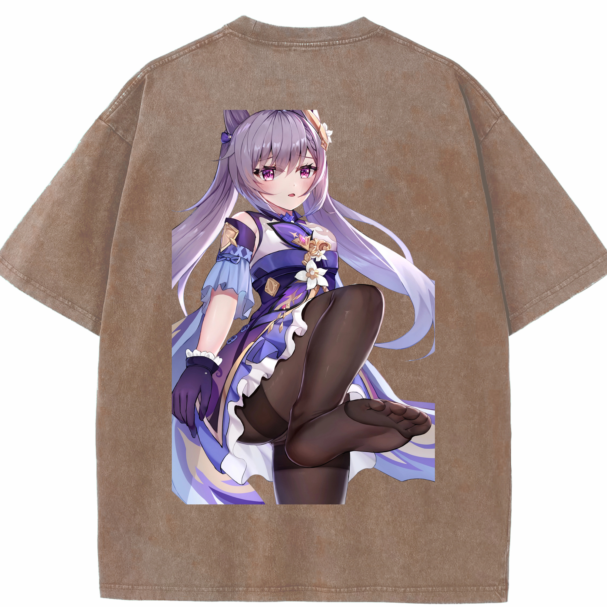 げんし神 刻晴 こくせい genshin Kokusei 綿100% ヴィンテージ風 半袖Tシャツ（背面プリント）