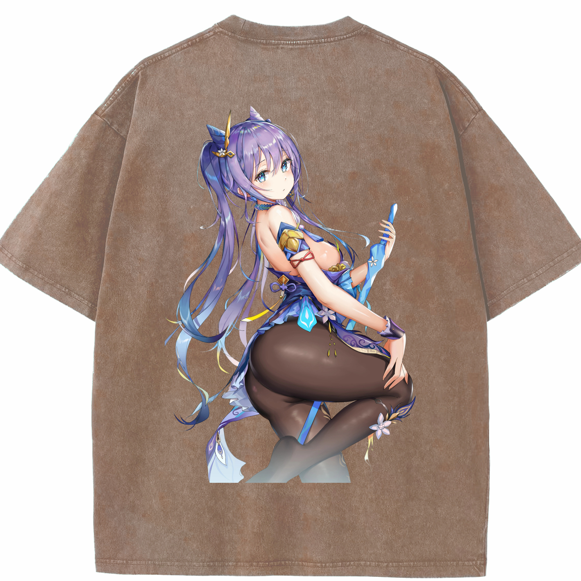 げんし神 刻晴 こくせい genshin Kokusei 綿100% ヴィンテージ風 半袖Tシャツ（背面プリント）