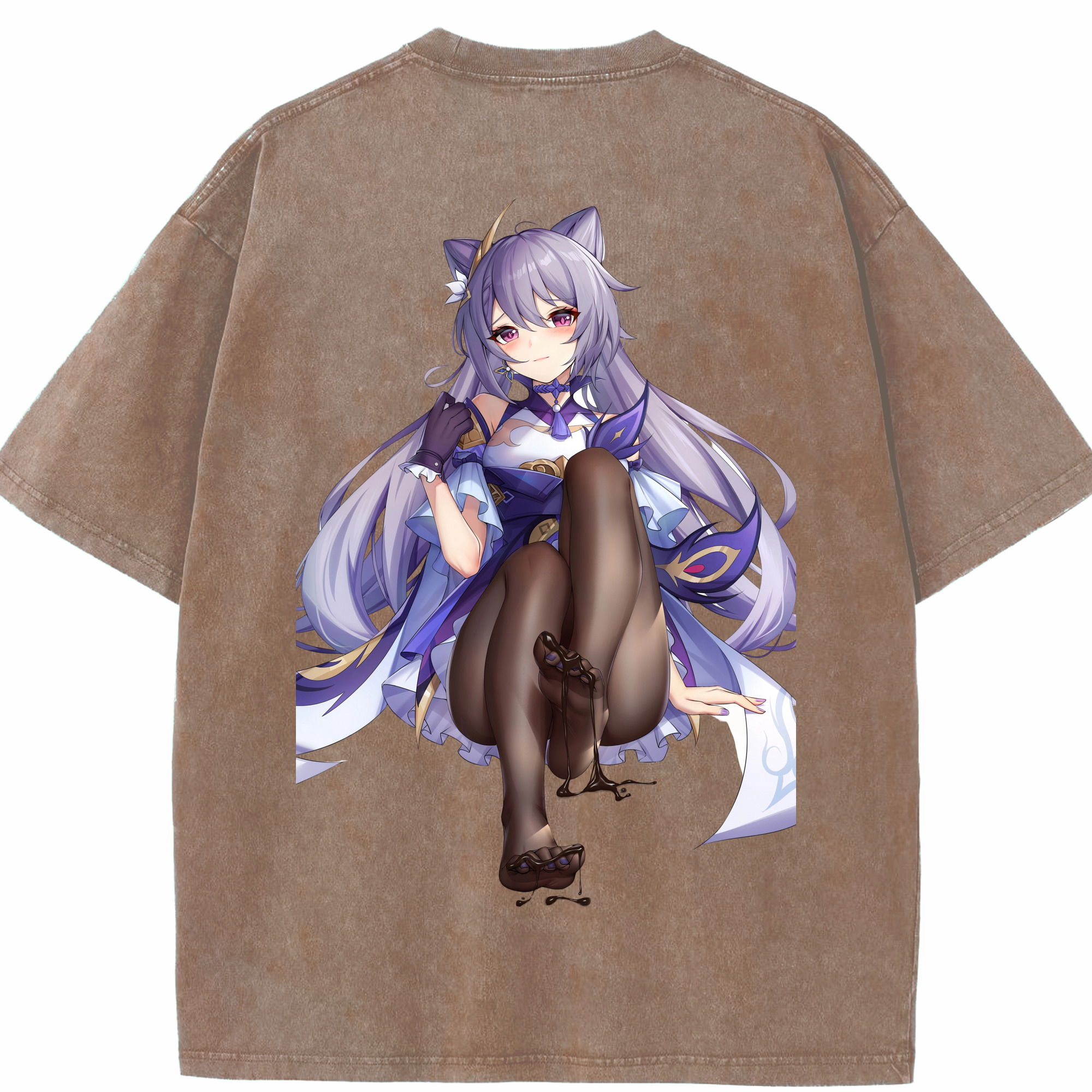 げんし神 刻晴 こくせい genshin Kokusei 綿100% ヴィンテージ風 半袖Tシャツ（背面プリント）