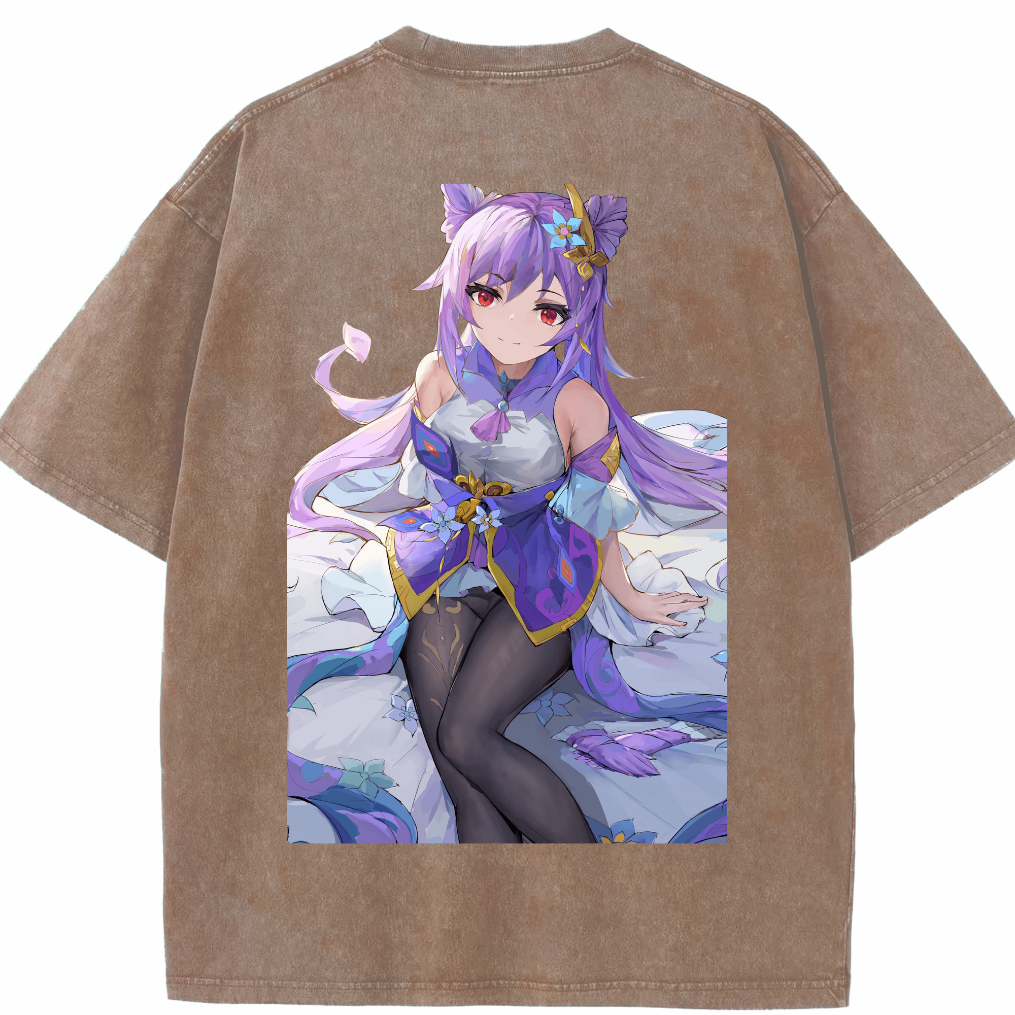 げんし神 刻晴 こくせい genshin Kokusei 綿100% ヴィンテージ風 半袖Tシャツ（背面プリント）