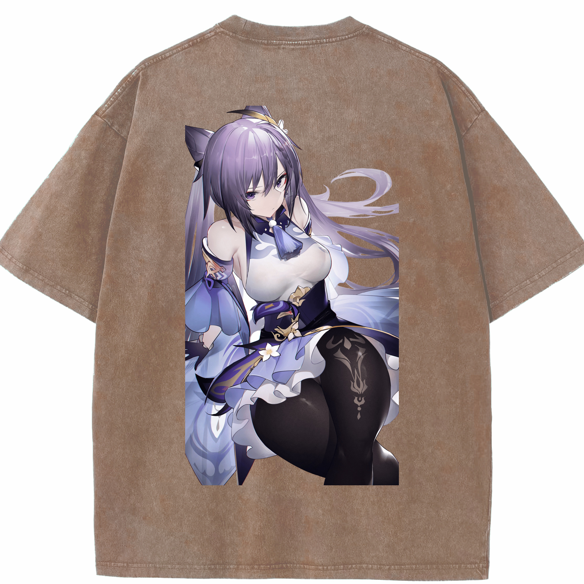 げんし神 刻晴 こくせい genshin Kokusei 綿100% ヴィンテージ風 半袖Tシャツ（背面プリント）