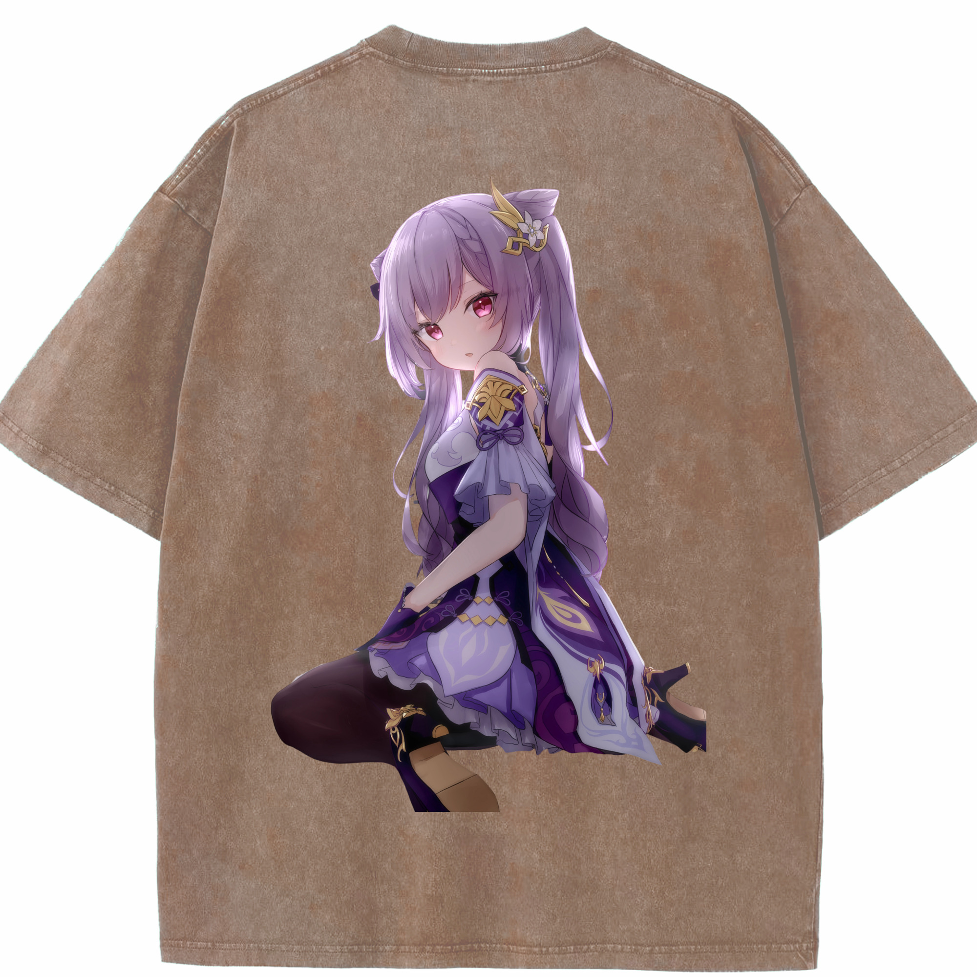 げんし神 刻晴 こくせい genshin Kokusei 綿100% ヴィンテージ風 半袖Tシャツ（背面プリント）