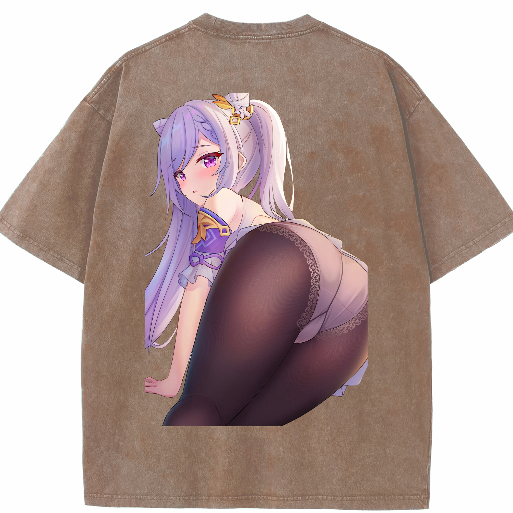 げんし神 刻晴 こくせい genshin Kokusei 綿100% ヴィンテージ風 半袖Tシャツ（背面プリント）