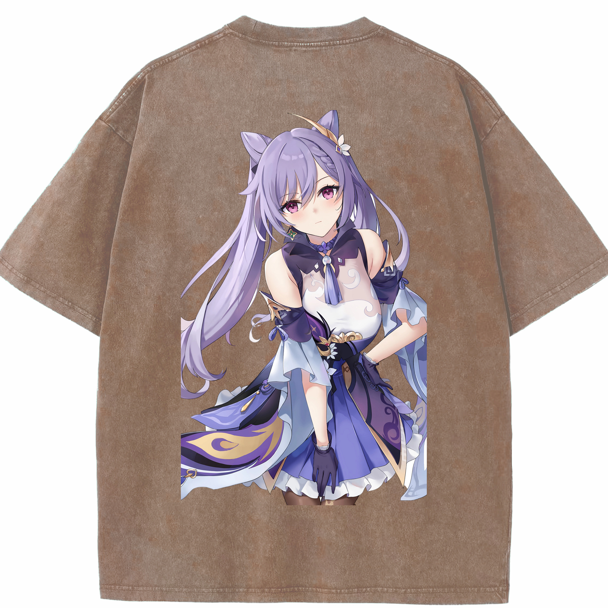 げんし神 刻晴 こくせい genshin Kokusei 綿100% ヴィンテージ風 半袖Tシャツ（背面プリント）
