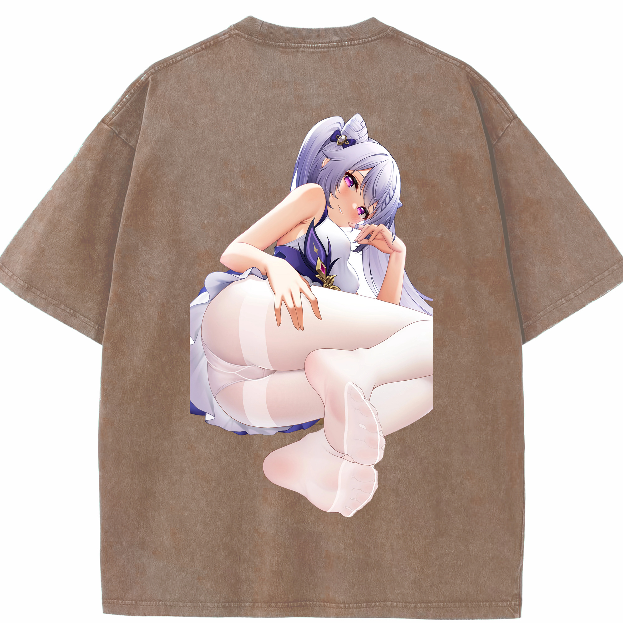 げんし神 刻晴 こくせい genshin Kokusei 綿100% ヴィンテージ風 半袖Tシャツ（背面プリント）