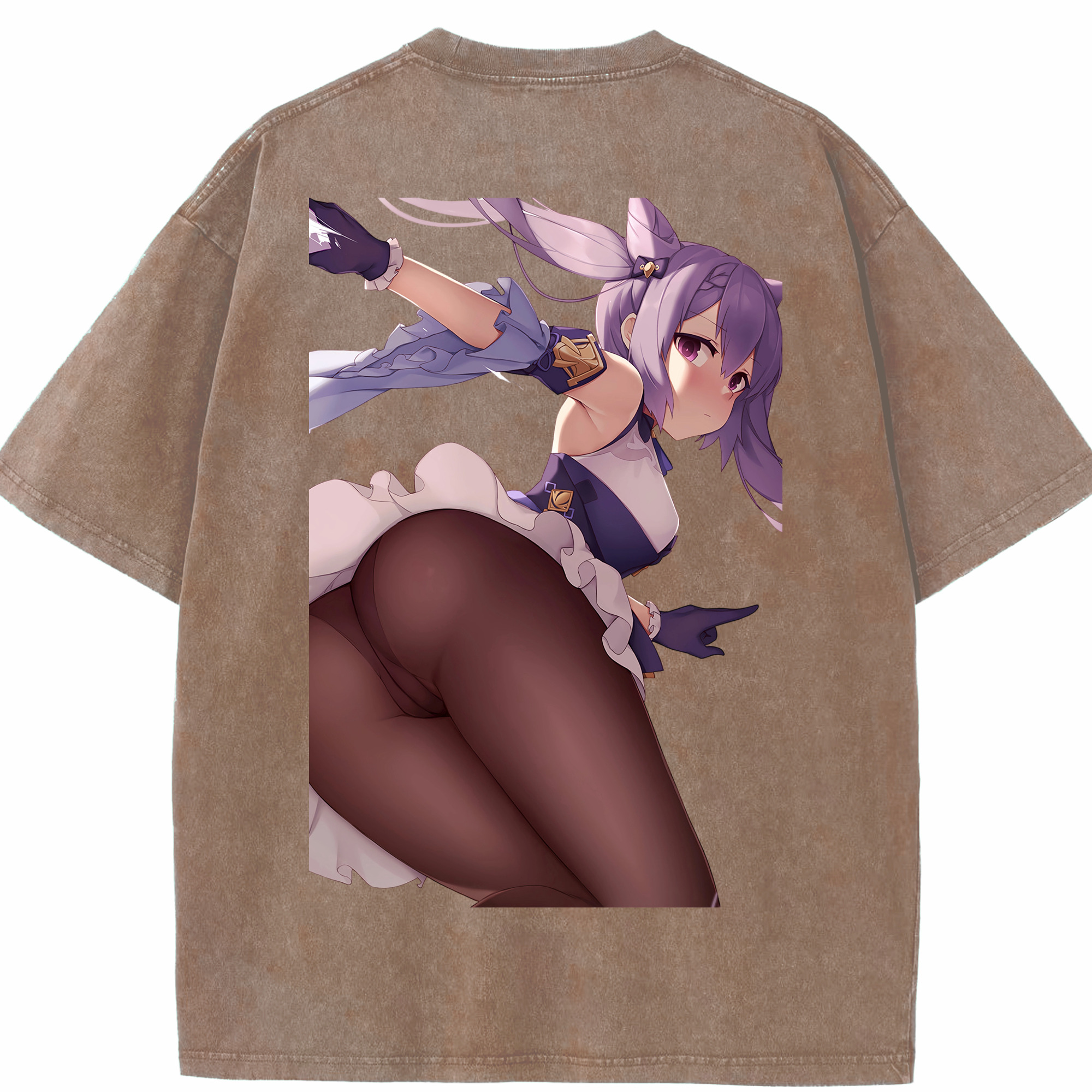 げんし神 刻晴 こくせい genshin Kokusei 綿100% ヴィンテージ風 半袖Tシャツ（背面プリント）
