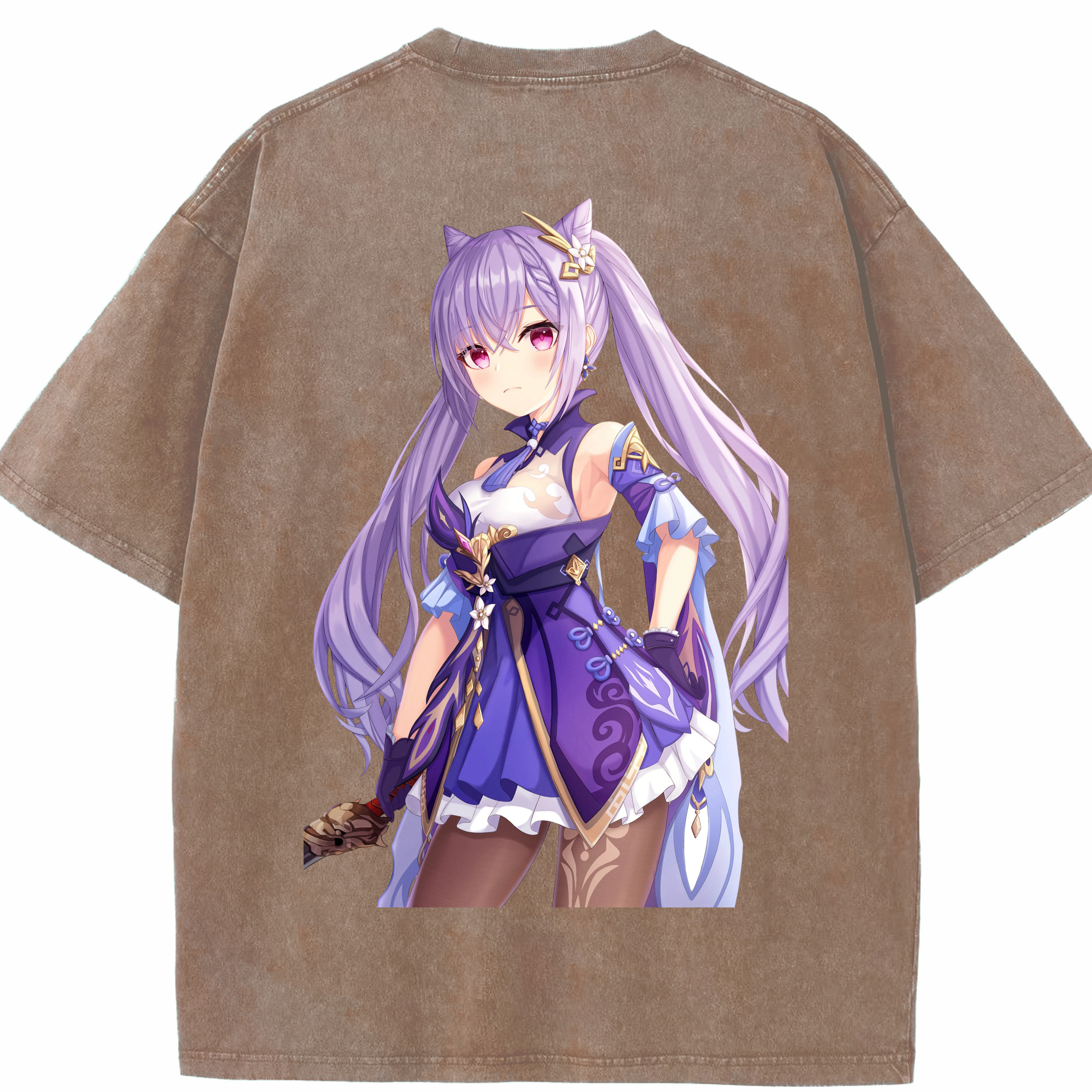 げんし神 刻晴 こくせい genshin Kokusei 綿100% ヴィンテージ風 半袖Tシャツ（背面プリント）