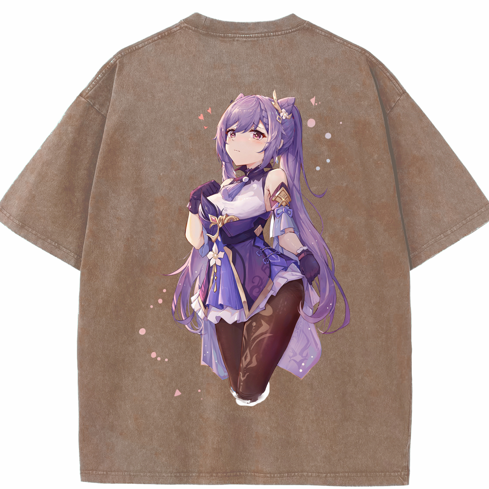 げんし神 刻晴 こくせい genshin Kokusei 綿100% ヴィンテージ風 半袖Tシャツ（背面プリント）