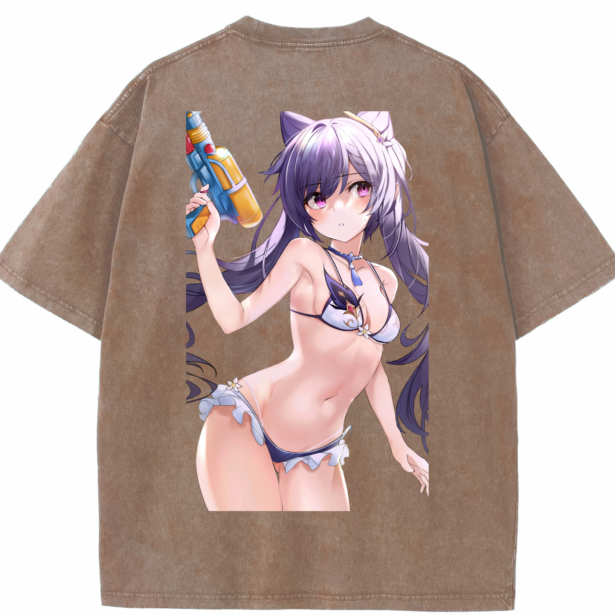 げんし神 刻晴 こくせい genshin Kokusei 綿100% ヴィンテージ風 半袖Tシャツ（背面プリント）