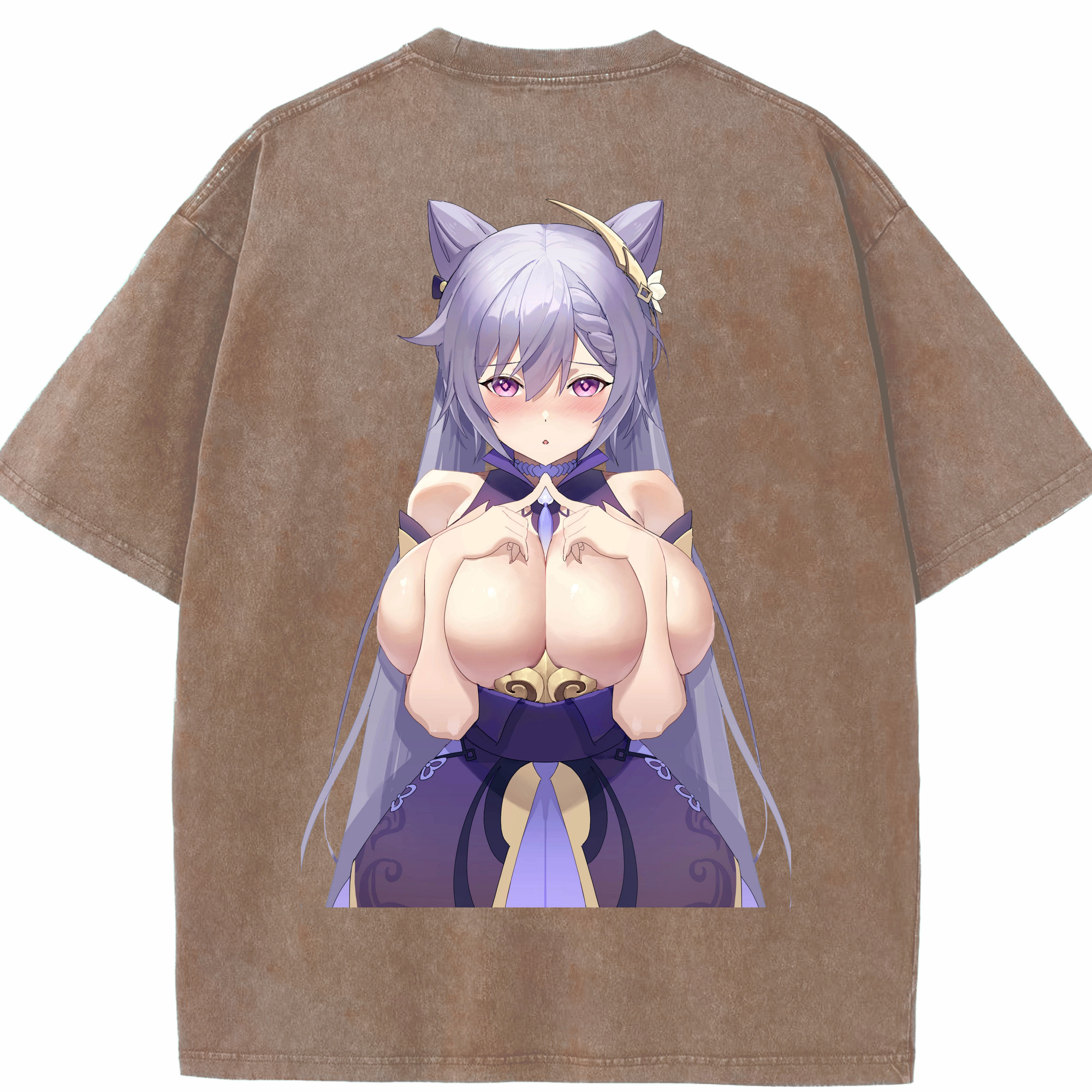 げんし神 刻晴 こくせい genshin Kokusei 綿100% ヴィンテージ風 半袖Tシャツ（背面プリント）