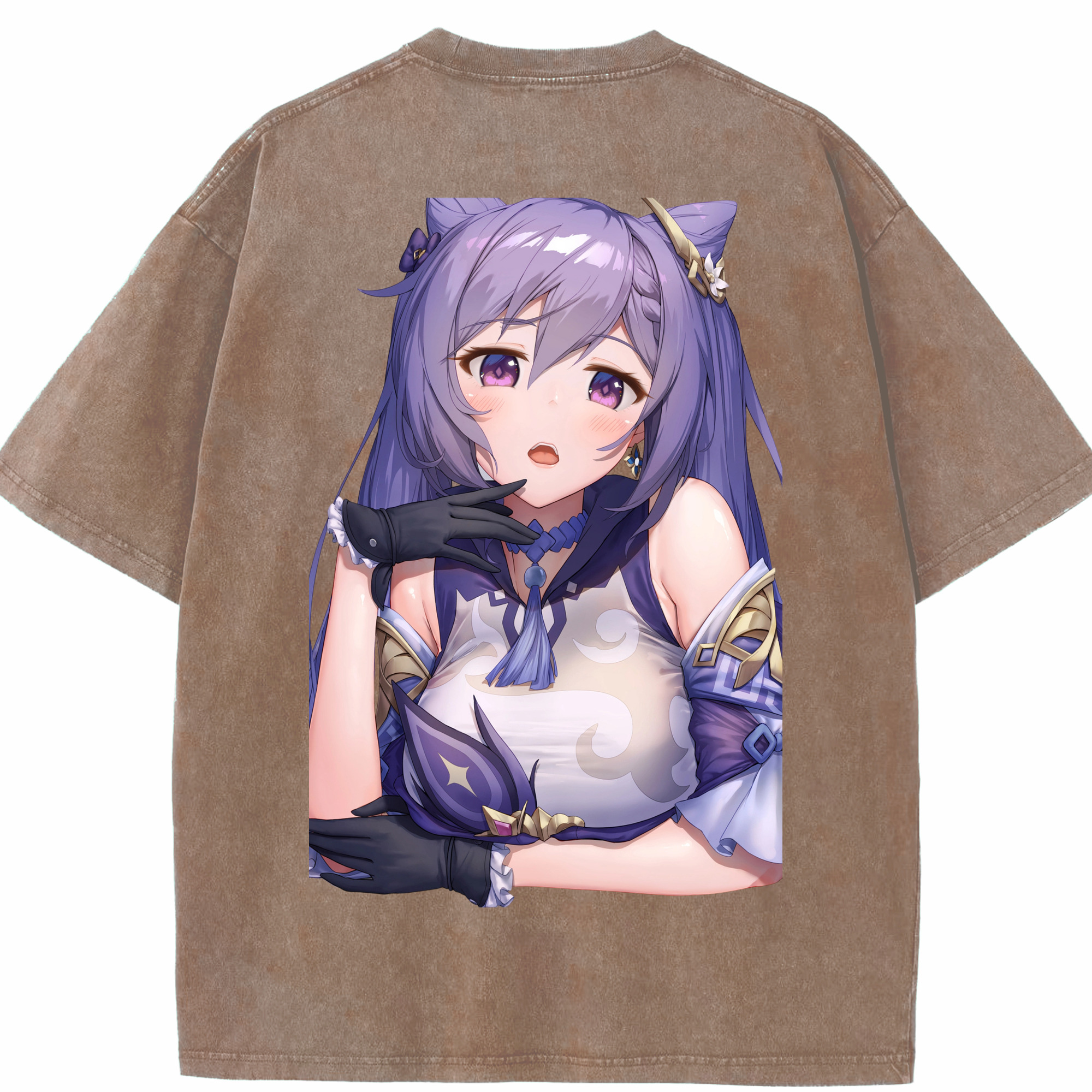 げんし神 刻晴 こくせい genshin Kokusei 綿100% ヴィンテージ風 半袖Tシャツ（背面プリント）