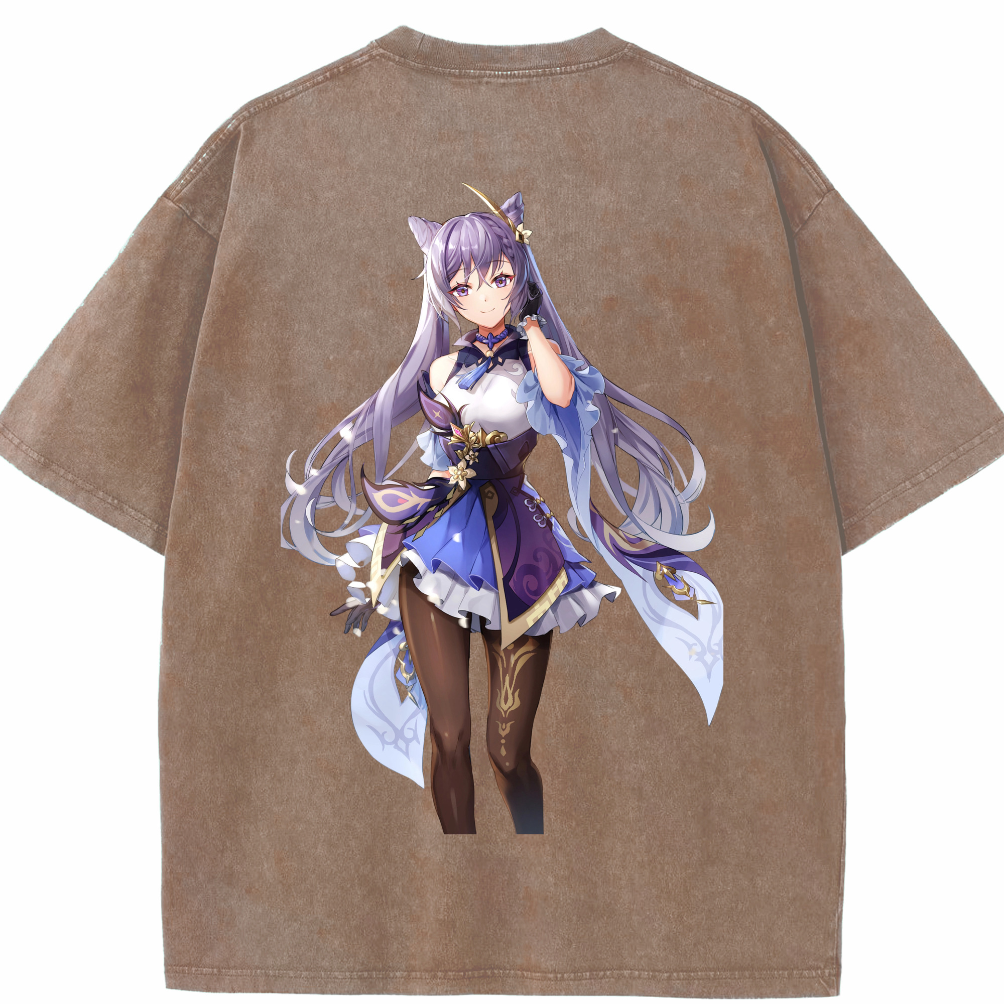 げんし神 刻晴 こくせい genshin Kokusei 綿100% ヴィンテージ風 半袖Tシャツ（背面プリント）
