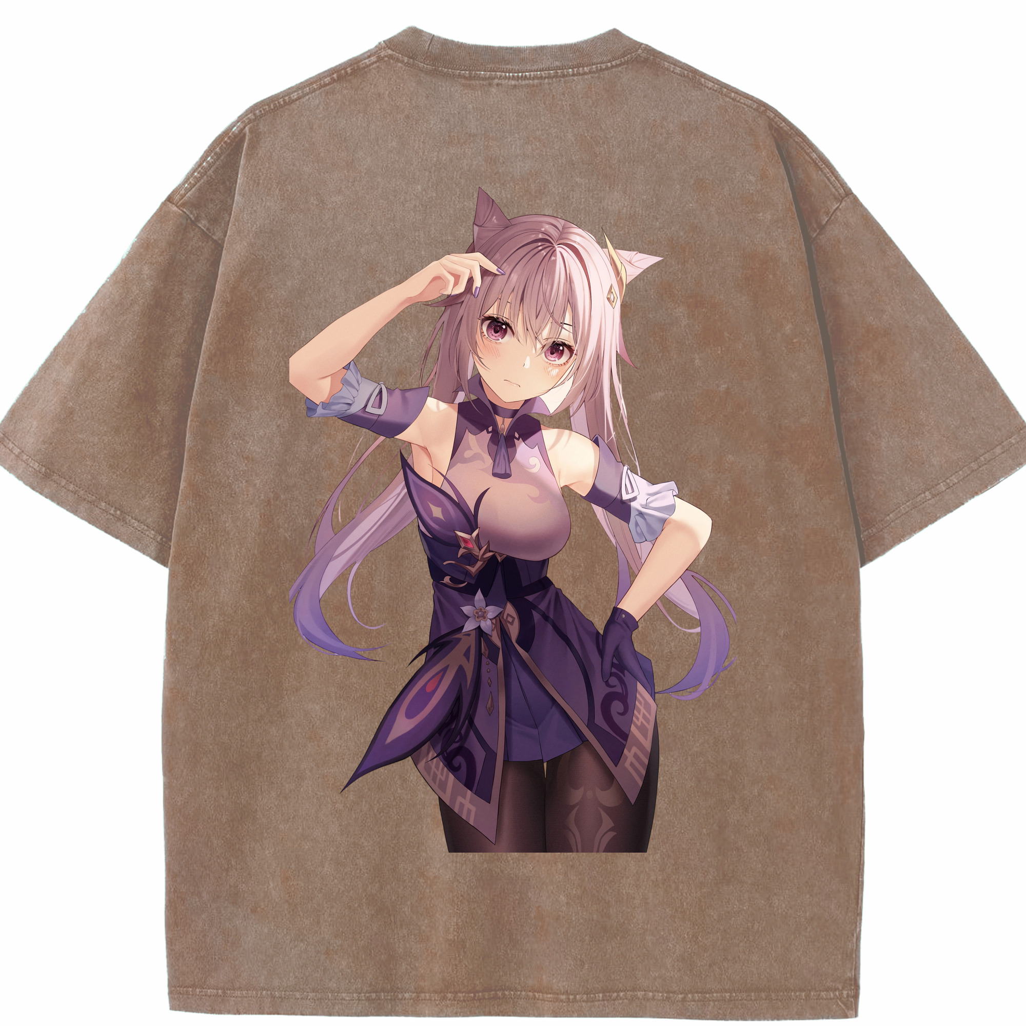 げんし神 刻晴 こくせい genshin Kokusei 綿100% ヴィンテージ風 半袖Tシャツ（背面プリント）