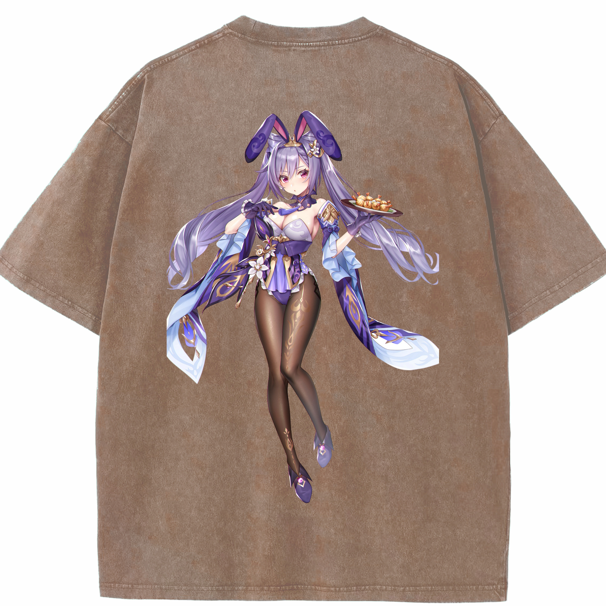 げんし神 刻晴 こくせい genshin Kokusei 綿100% ヴィンテージ風 半袖Tシャツ（背面プリント）
