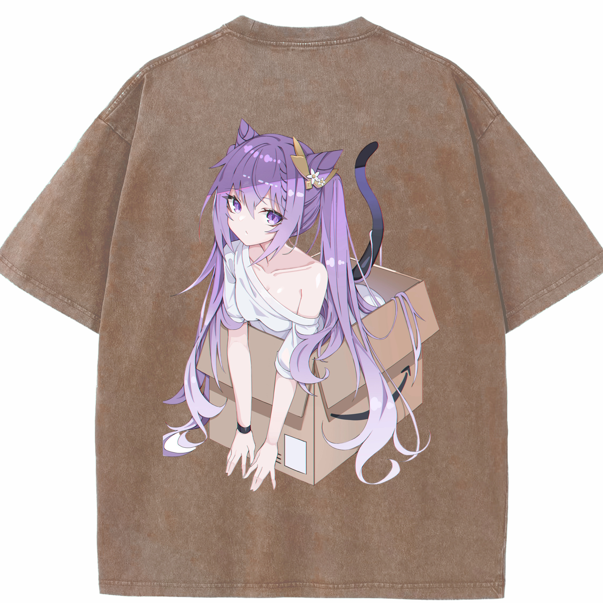 げんし神 刻晴 こくせい genshin Kokusei 綿100% ヴィンテージ風 半袖Tシャツ（背面プリント）