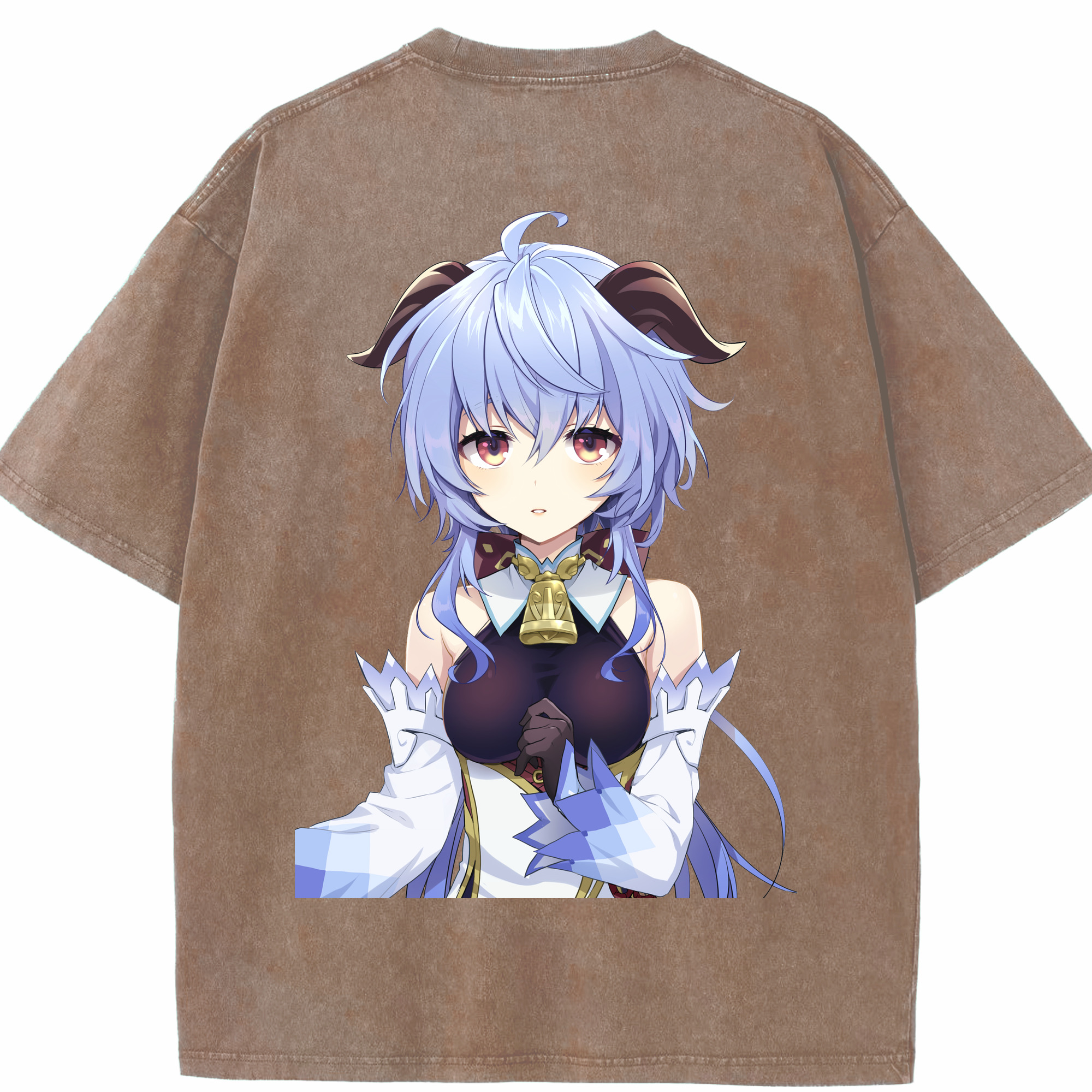 げんし神 甘雨 かんう genshin Ganyu 綿100% ヴィンテージ風 半袖Tシャツ（背面プリント）