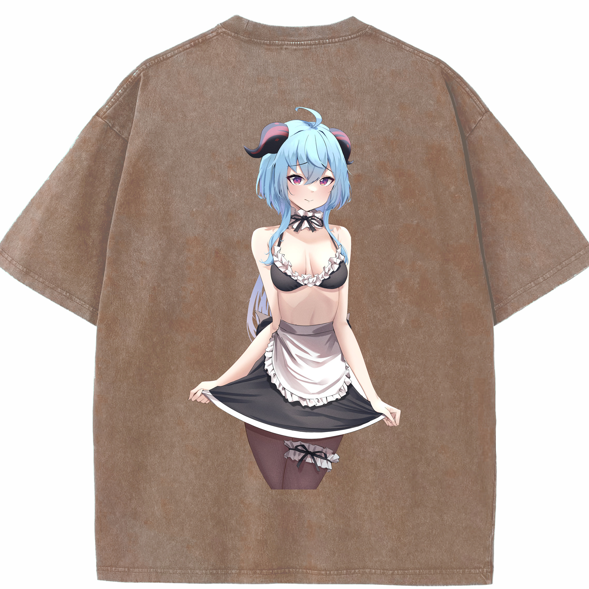 げんし神 甘雨 かんう genshin Ganyu 綿100% ヴィンテージ風 半袖Tシャツ（背面プリント）