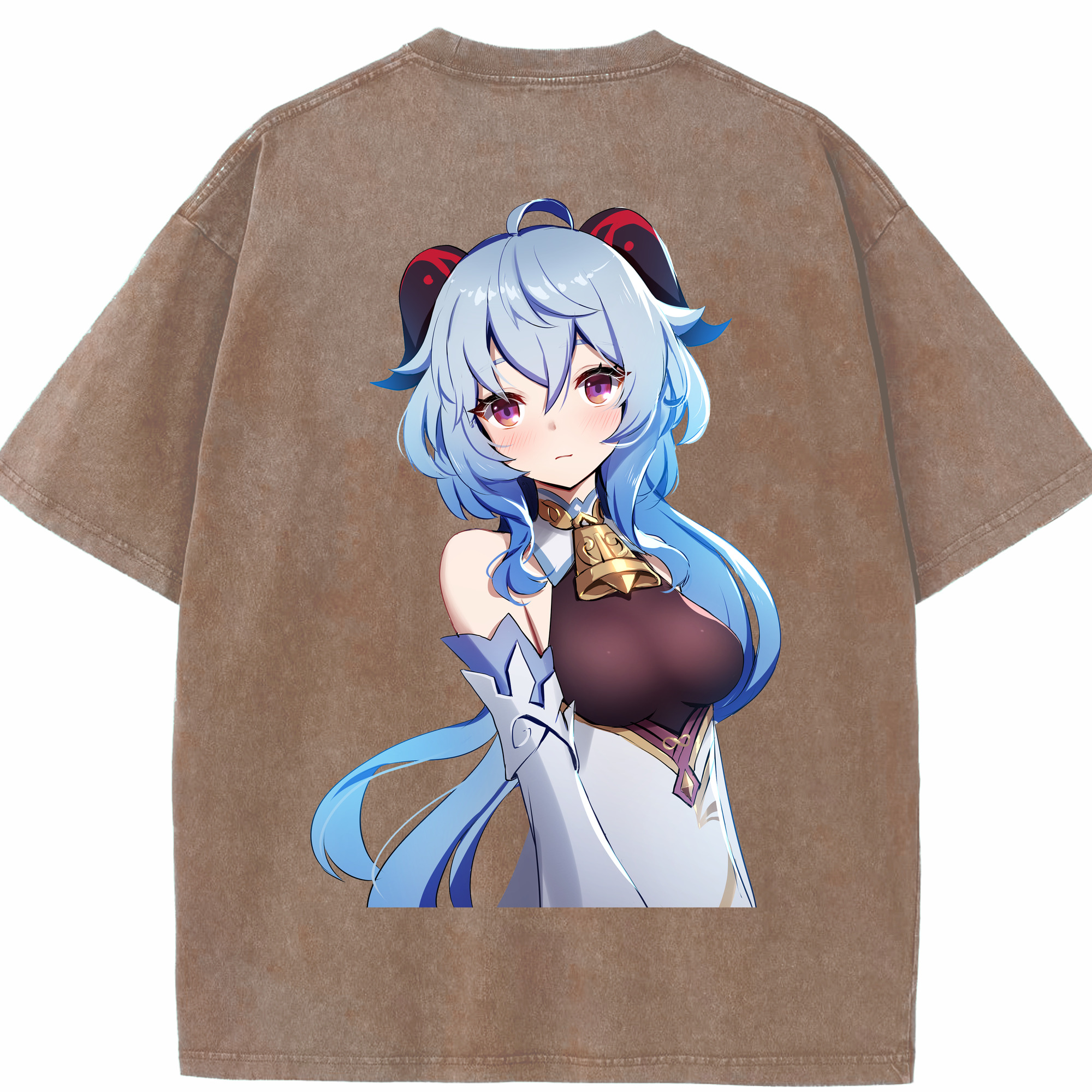 げんし神 甘雨 かんう genshin Ganyu 綿100% ヴィンテージ風 半袖Tシャツ（背面プリント）