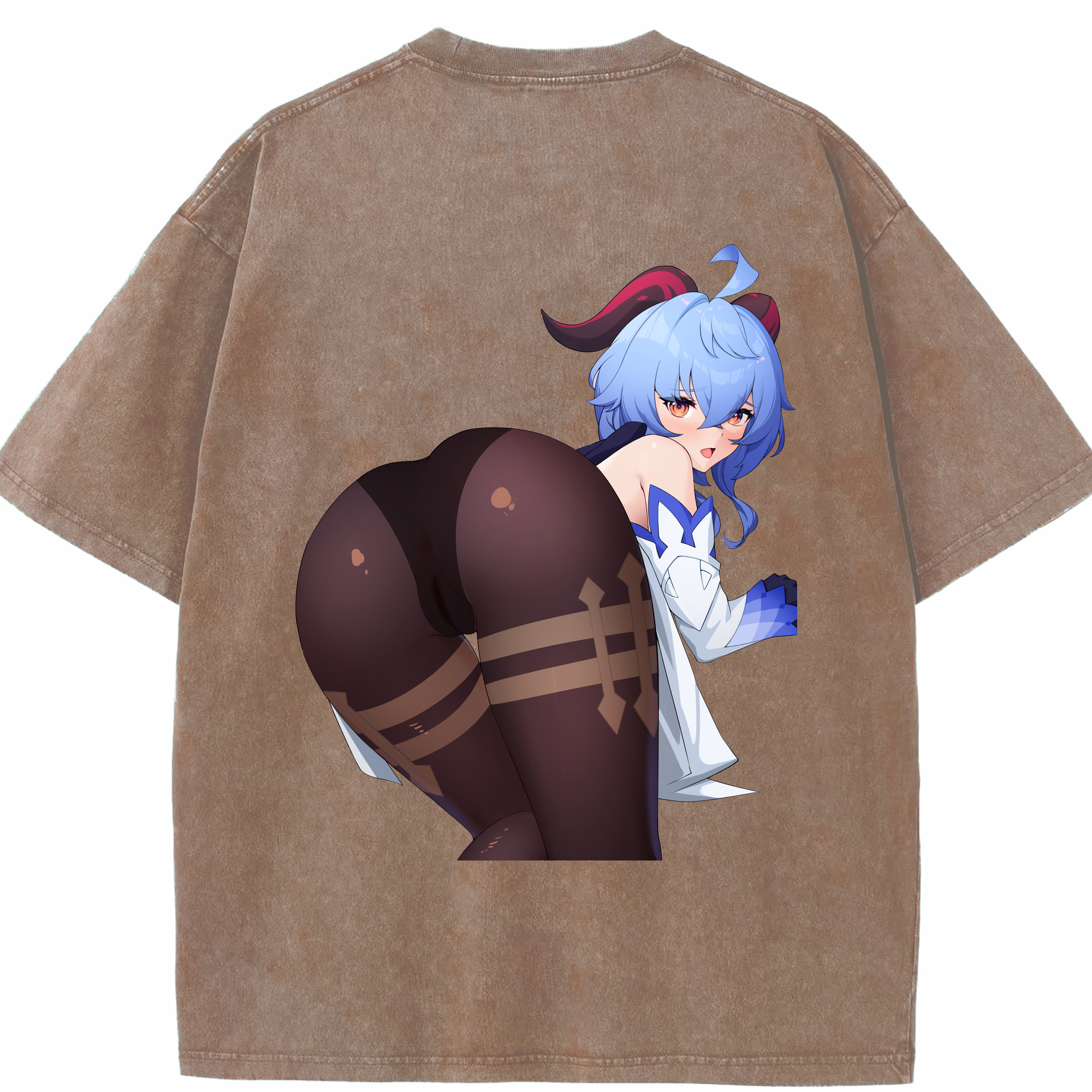 げんし神 甘雨 かんう genshin Ganyu 綿100% ヴィンテージ風 半袖Tシャツ（背面プリント）