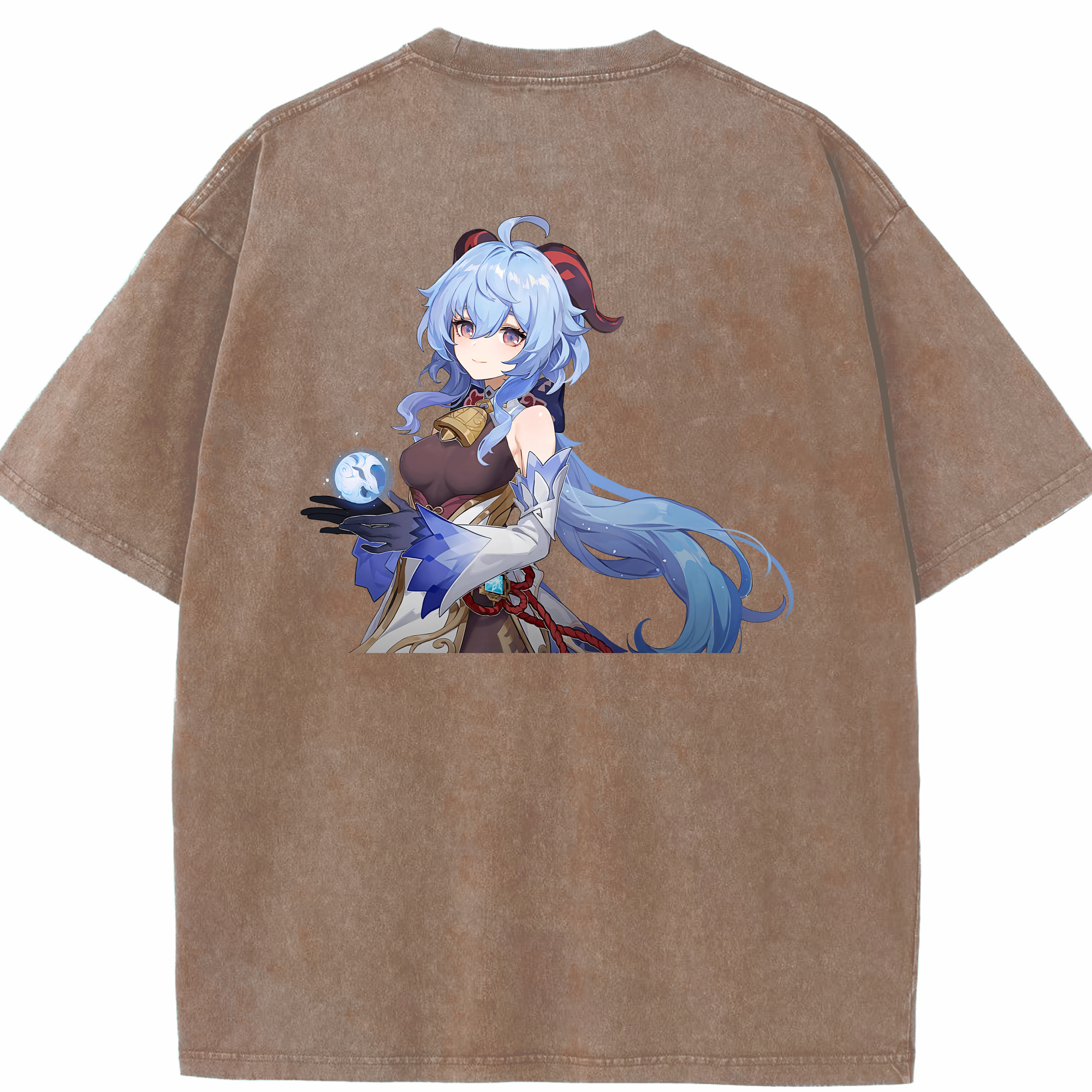 げんし神 甘雨 かんう genshin Ganyu 綿100% ヴィンテージ風 半袖Tシャツ（背面プリント）
