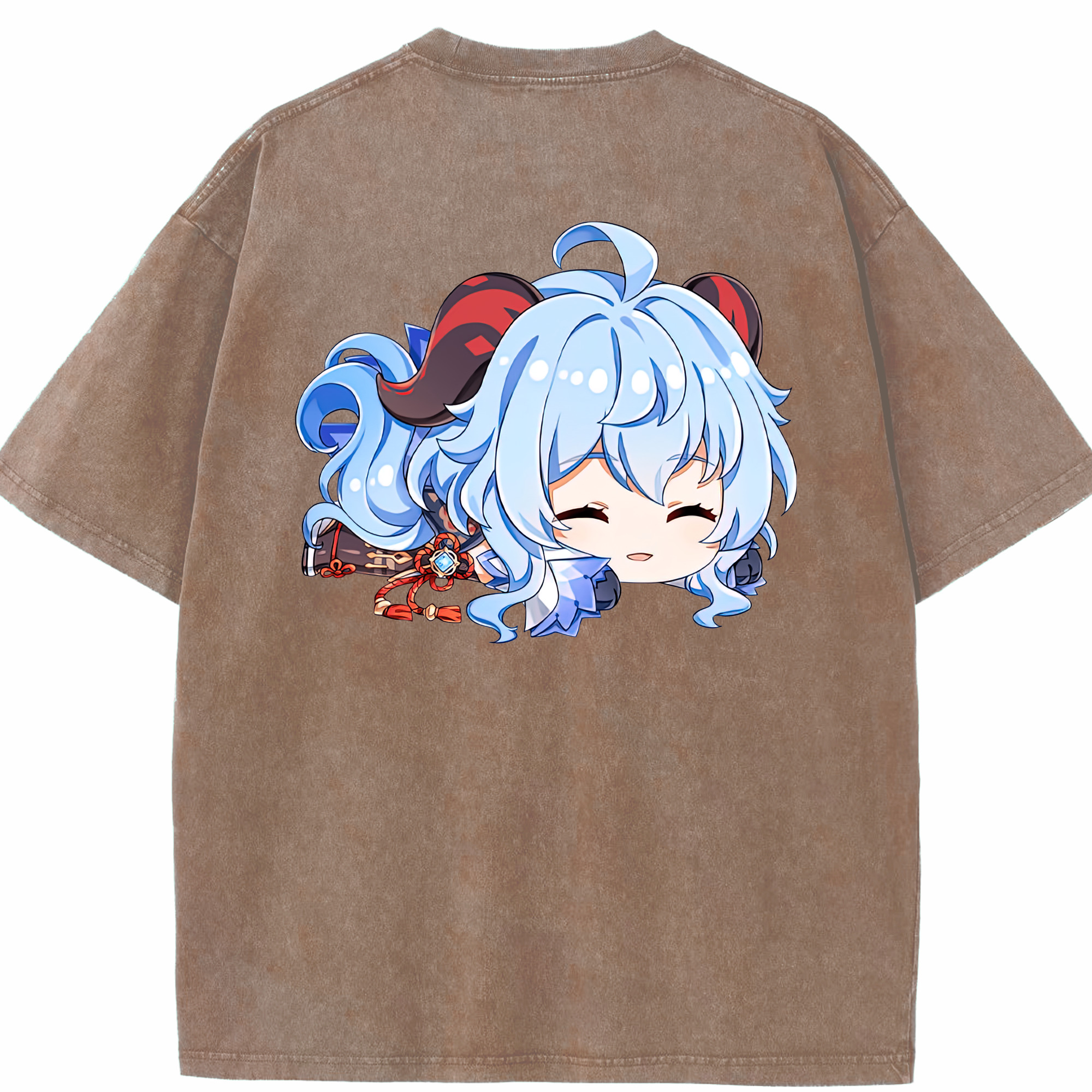 げんし神 甘雨 かんう genshin Ganyu 綿100% ヴィンテージ風 半袖Tシャツ（背面プリント）