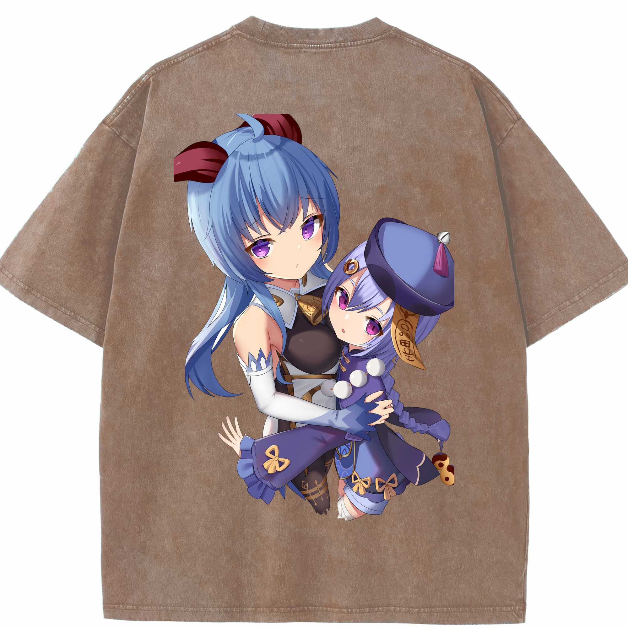 げんし神 甘雨 かんう genshin Ganyu 綿100% ヴィンテージ風 半袖Tシャツ（背面プリント）