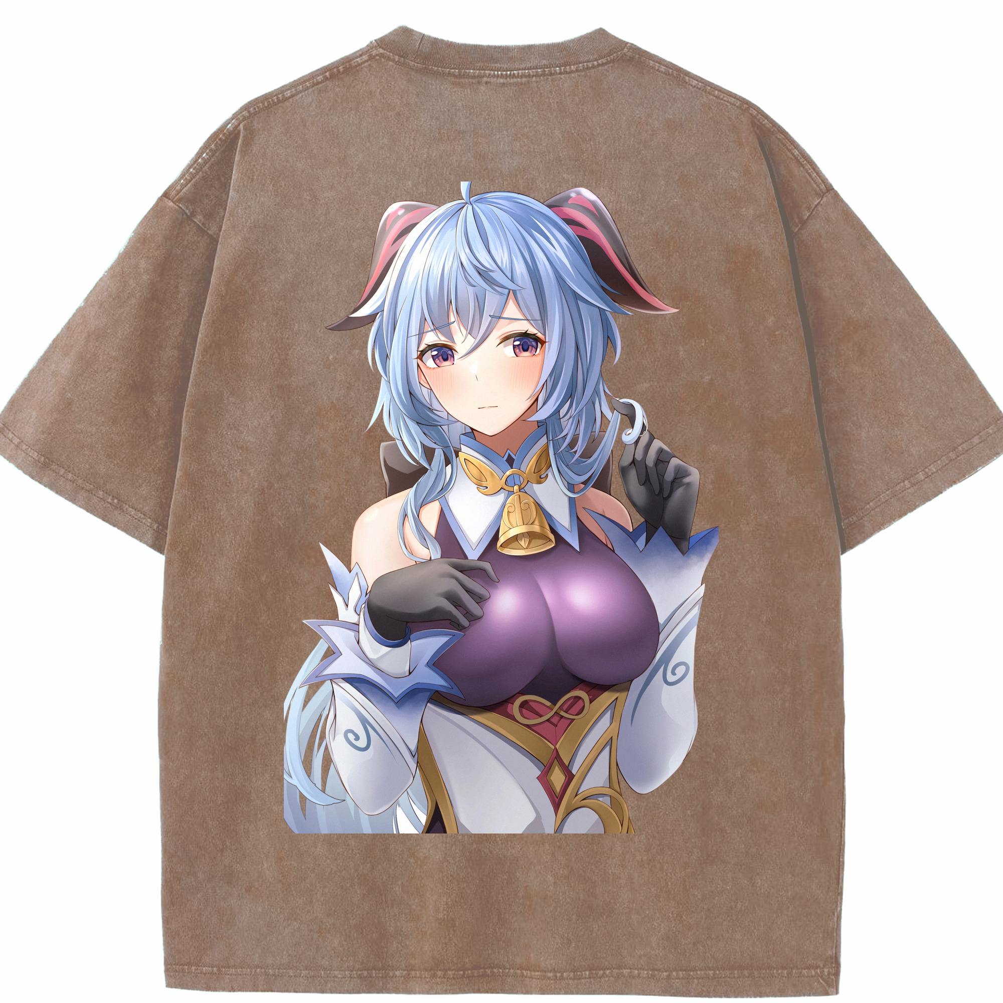 げんし神 甘雨 かんう genshin Ganyu 綿100% ヴィンテージ風 半袖Tシャツ（背面プリント）