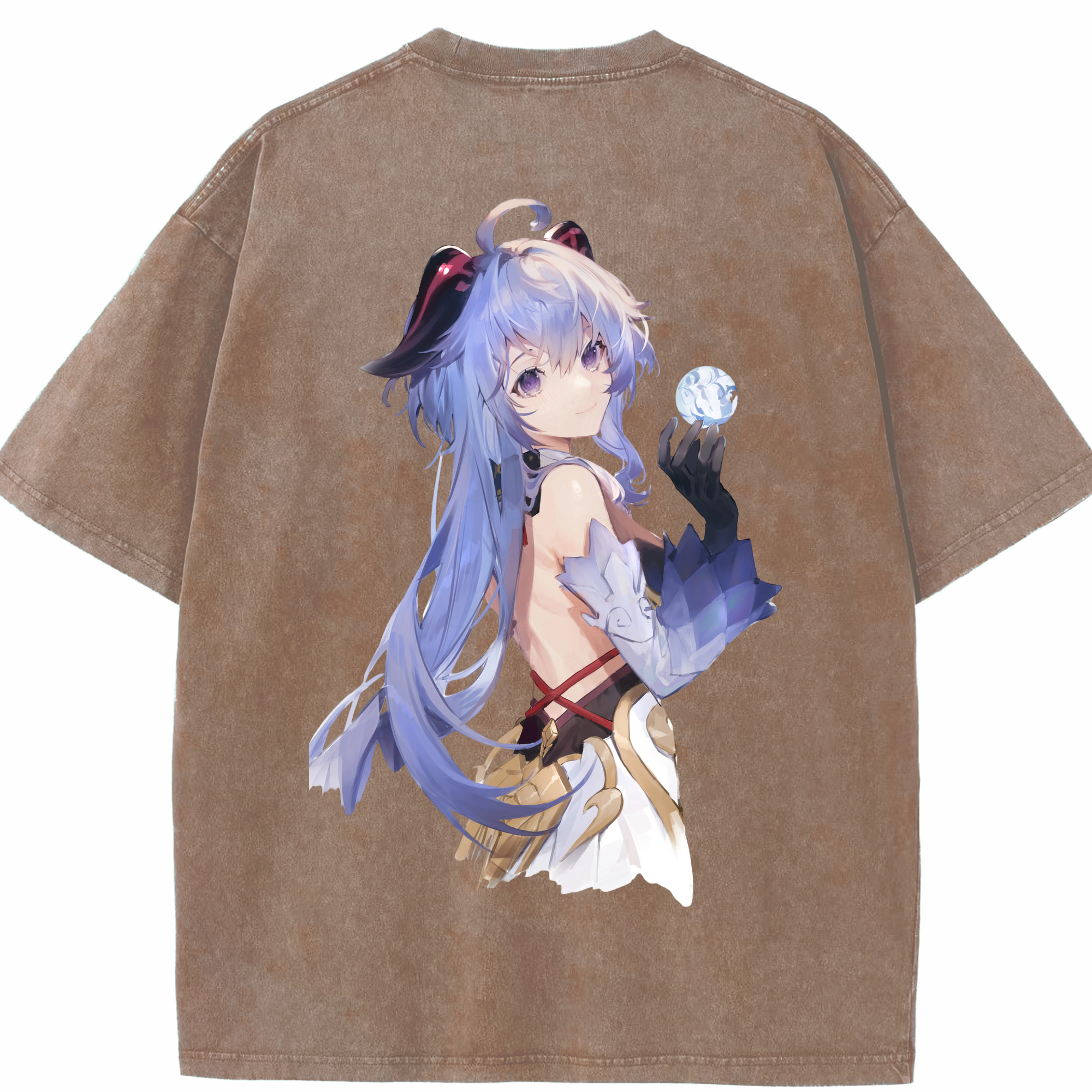 げんし神 甘雨 かんう genshin Ganyu 綿100% ヴィンテージ風 半袖Tシャツ（背面プリント）