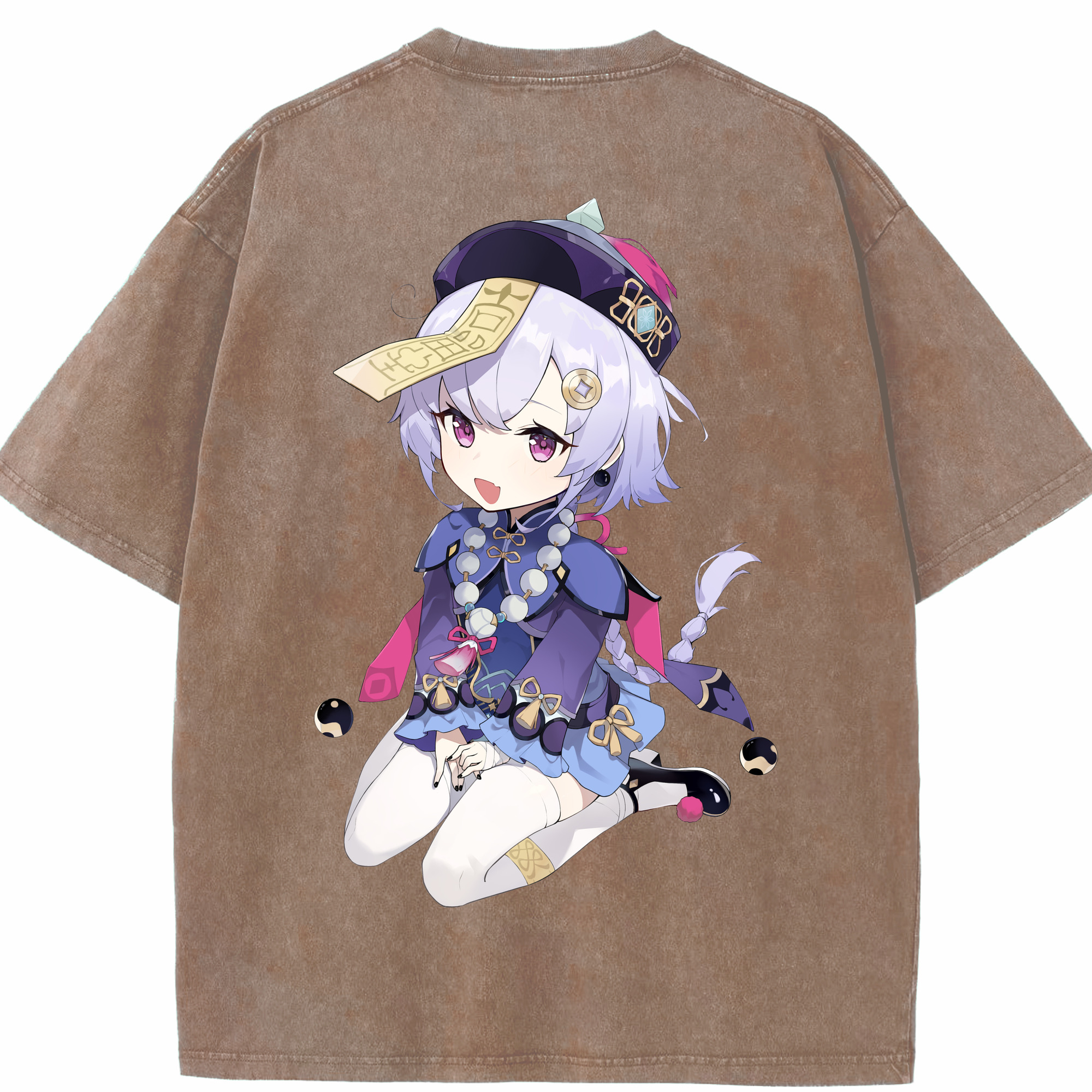 げんし神 七七 なな  genshin Nana 綿100% ヴィンテージ風 半袖Tシャツ（背面プリント）
