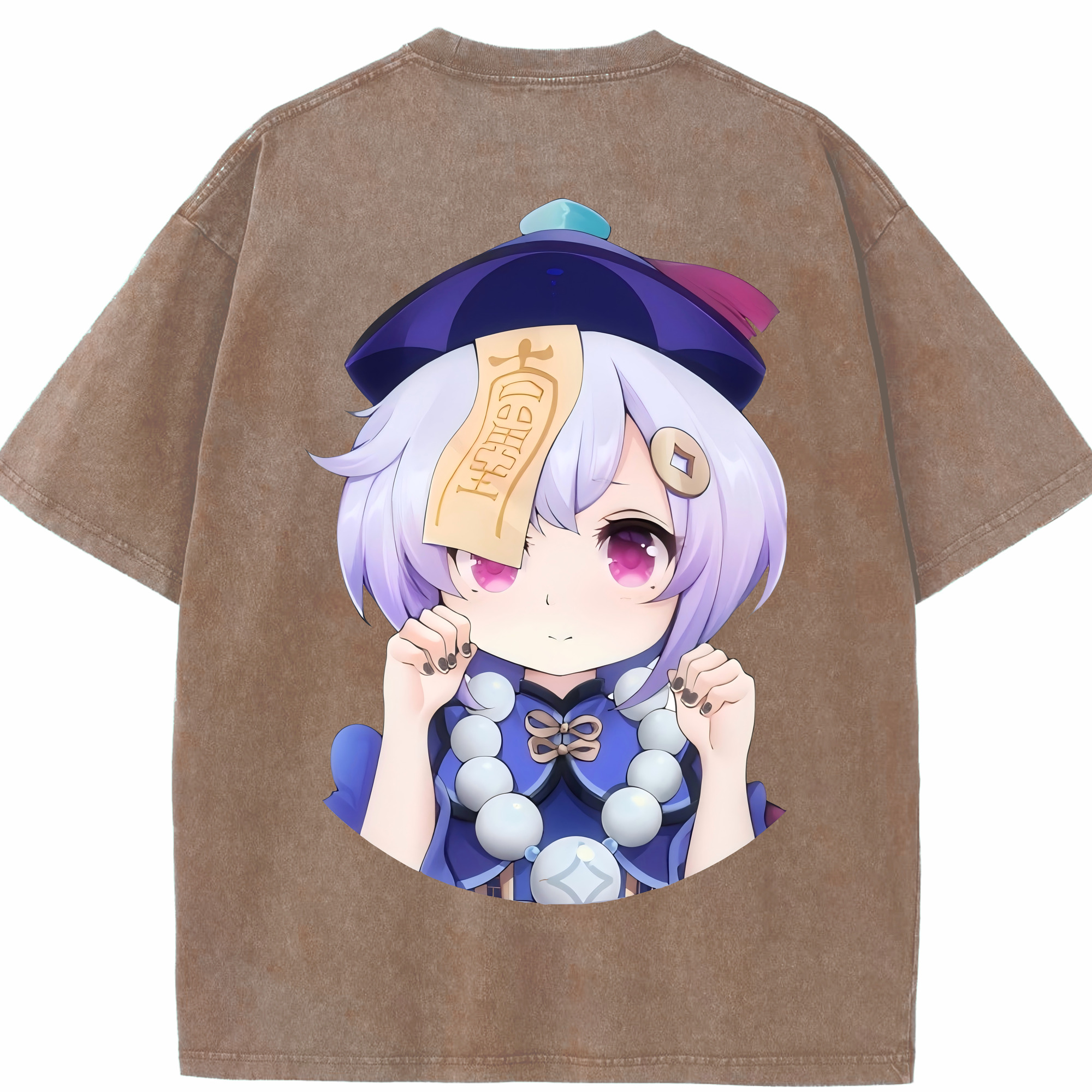 げんし神 七七 なな  genshin Nana 綿100% ヴィンテージ風 半袖Tシャツ（背面プリント）