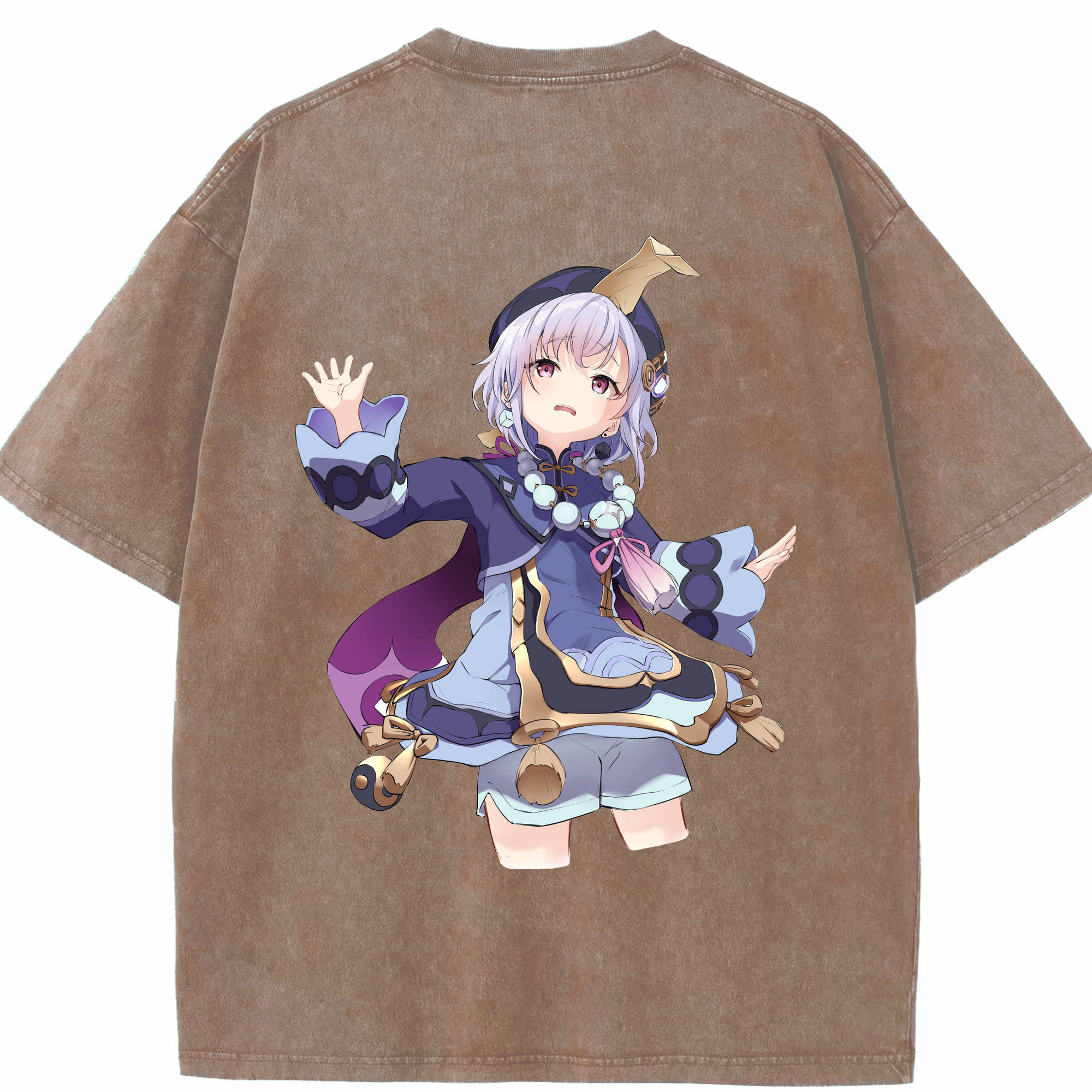 げんし神 七七 なな  genshin Nana 綿100% ヴィンテージ風 半袖Tシャツ（背面プリント）