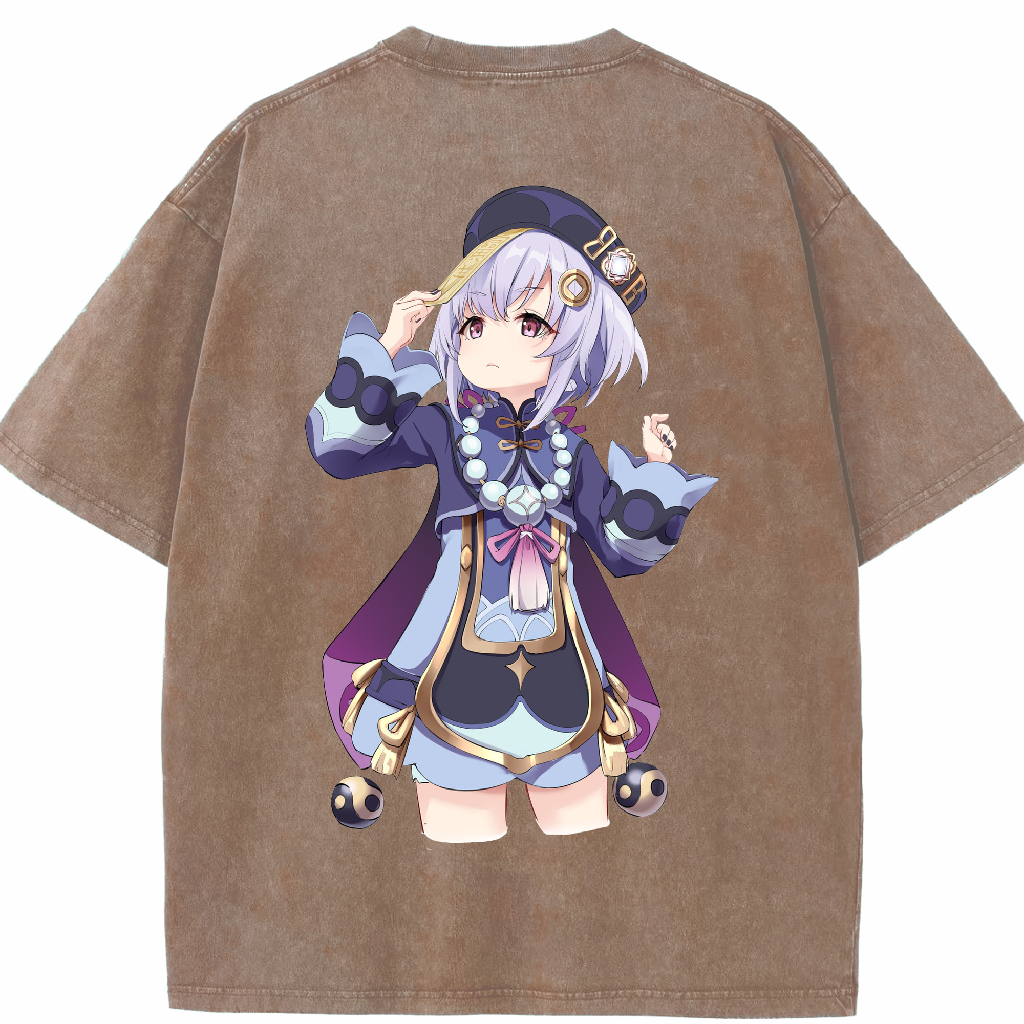げんし神 七七 なな  genshin Nana 綿100% ヴィンテージ風 半袖Tシャツ（背面プリント）