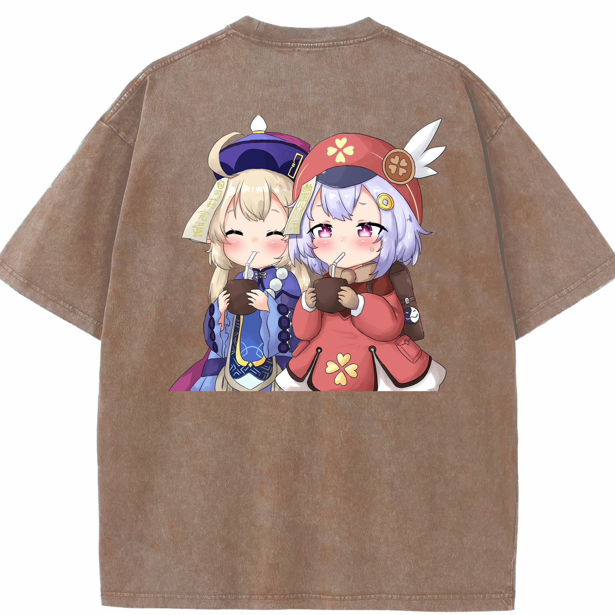 げんし神 七七 なな  genshin Nana 綿100% ヴィンテージ風 半袖Tシャツ（背面プリント）
