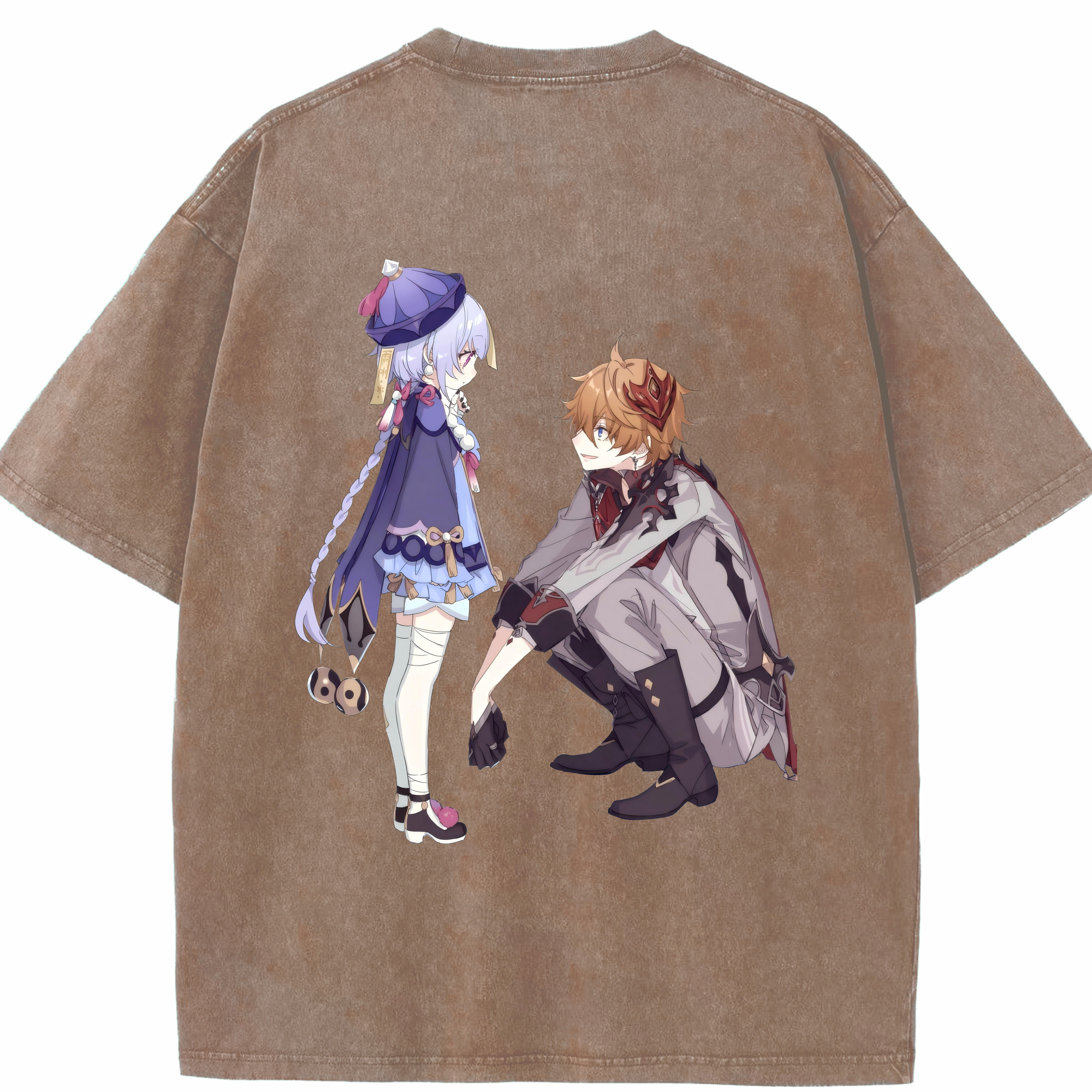 げんし神 七七 なな  genshin Nana 綿100% ヴィンテージ風 半袖Tシャツ（背面プリント）