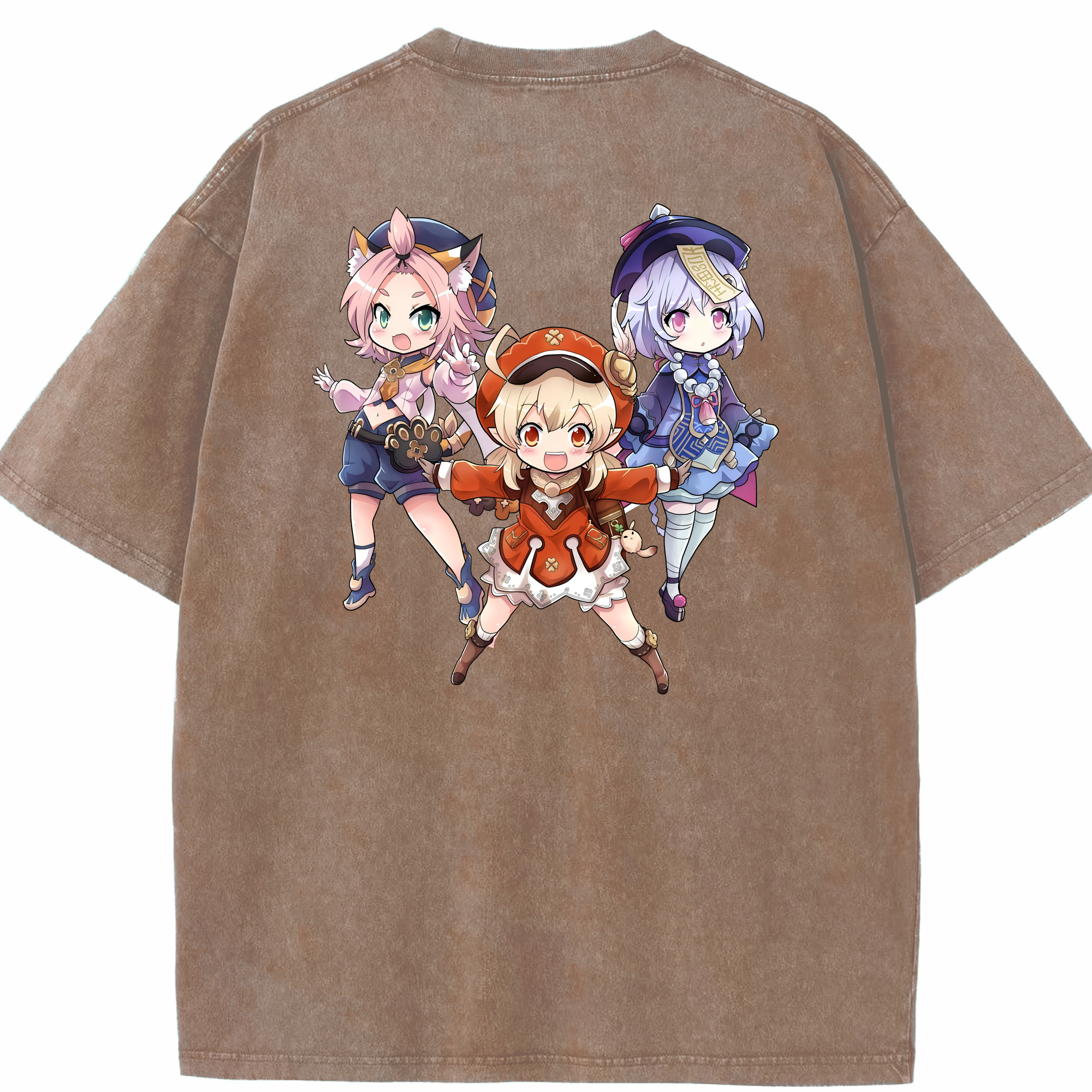 げんし神 七七 なな  genshin Nana 綿100% ヴィンテージ風 半袖Tシャツ（背面プリント）