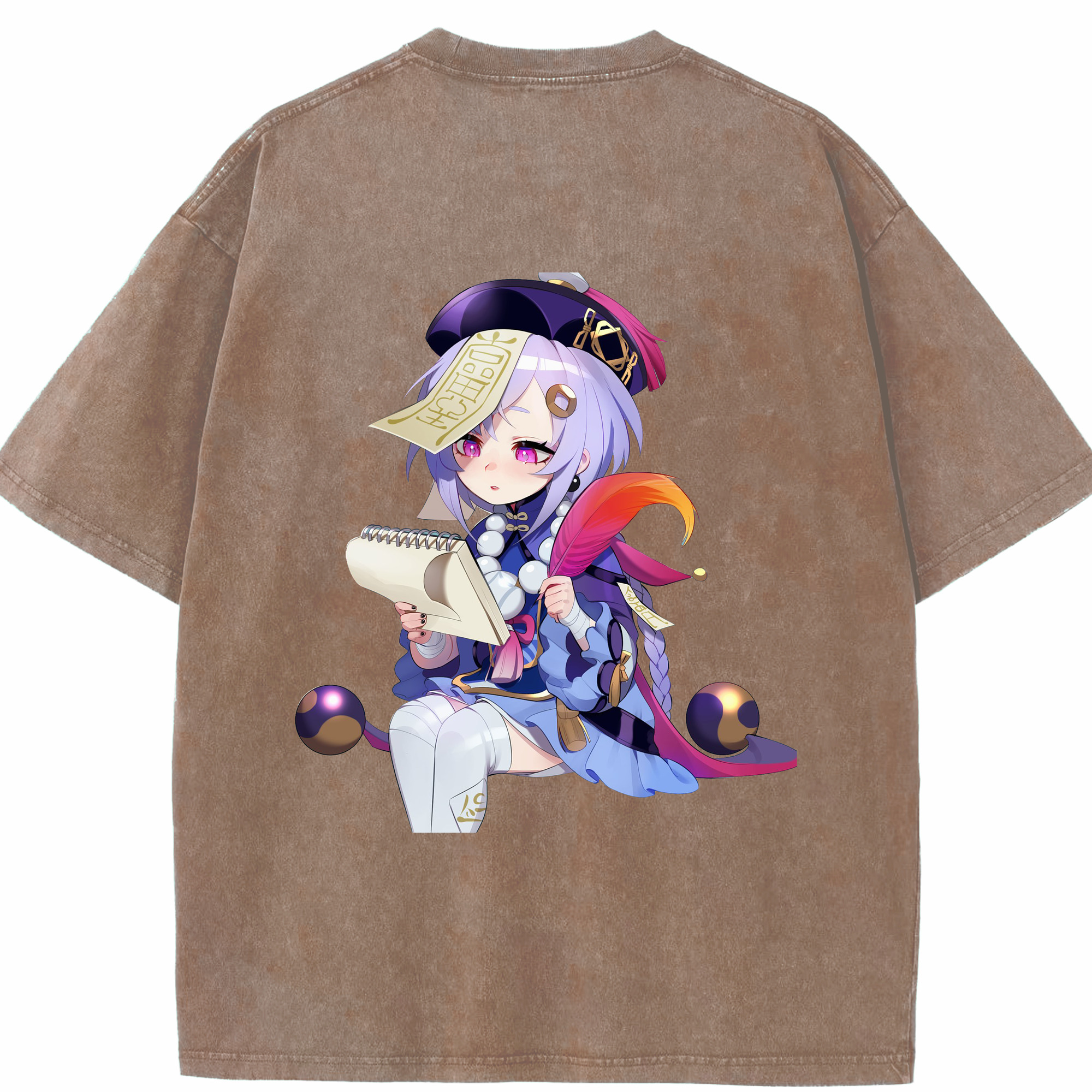 げんし神 七七 なな  genshin Nana 綿100% ヴィンテージ風 半袖Tシャツ（背面プリント）