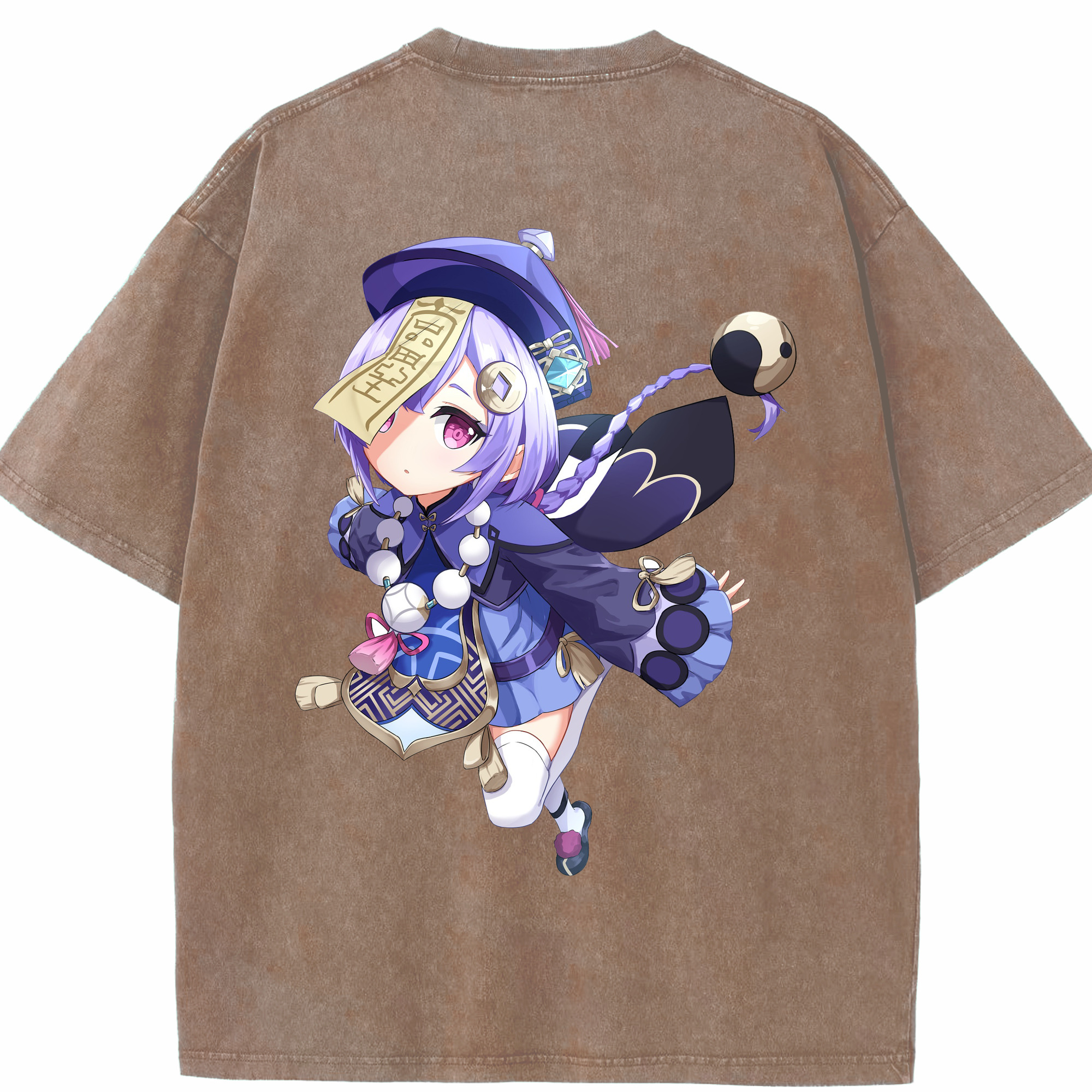 げんし神 七七 なな  genshin Nana 綿100% ヴィンテージ風 半袖Tシャツ（背面プリント）