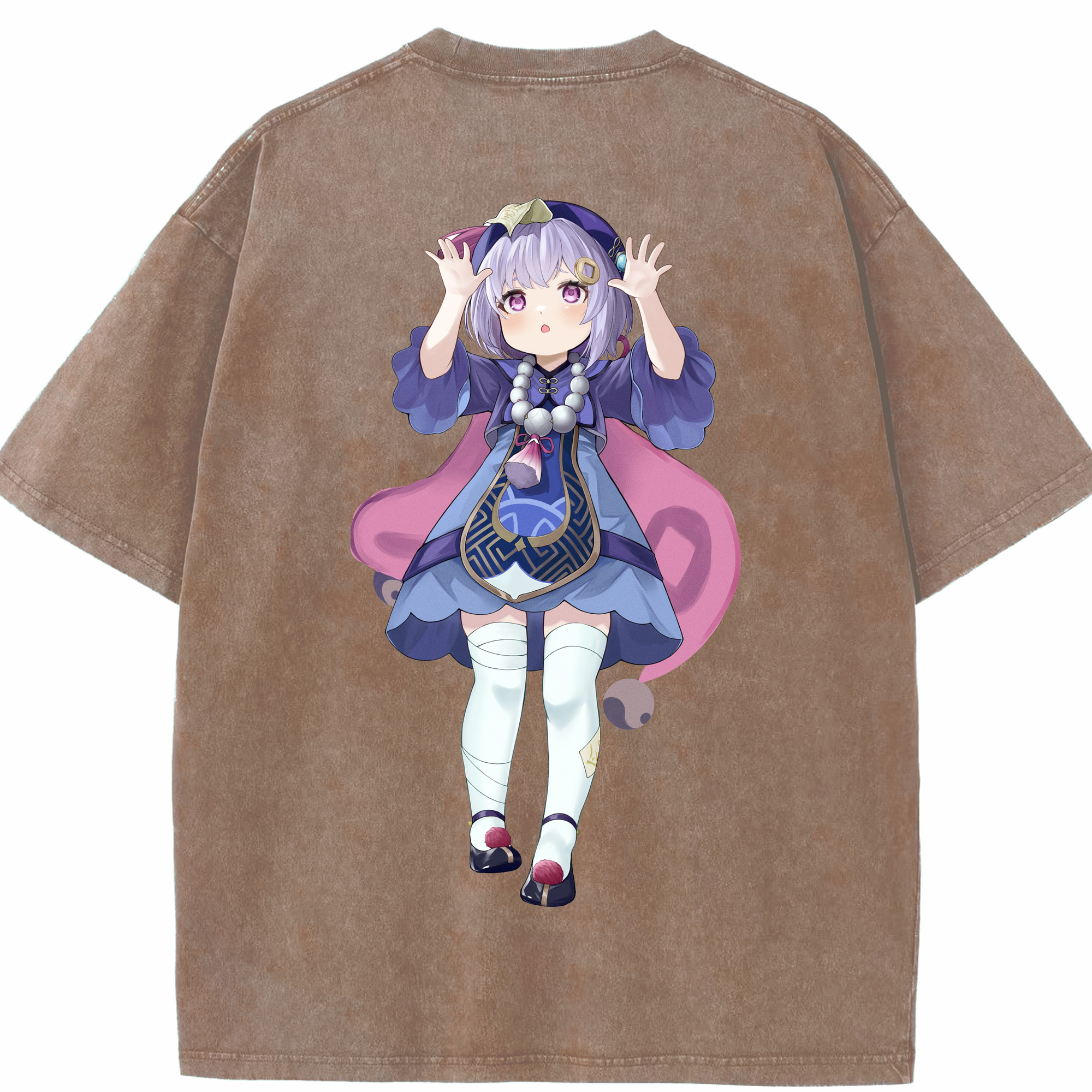 げんし神 七七 なな  genshin Nana 綿100% ヴィンテージ風 半袖Tシャツ（背面プリント）