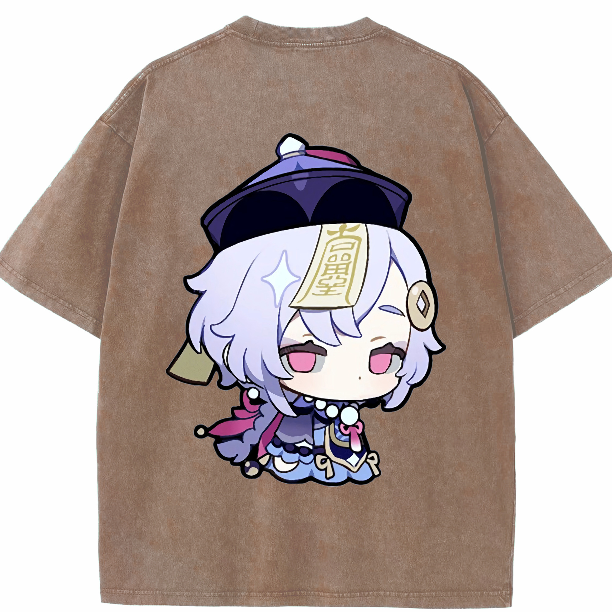 げんし神 七七 なな  genshin Nana 綿100% ヴィンテージ風 半袖Tシャツ（背面プリント）