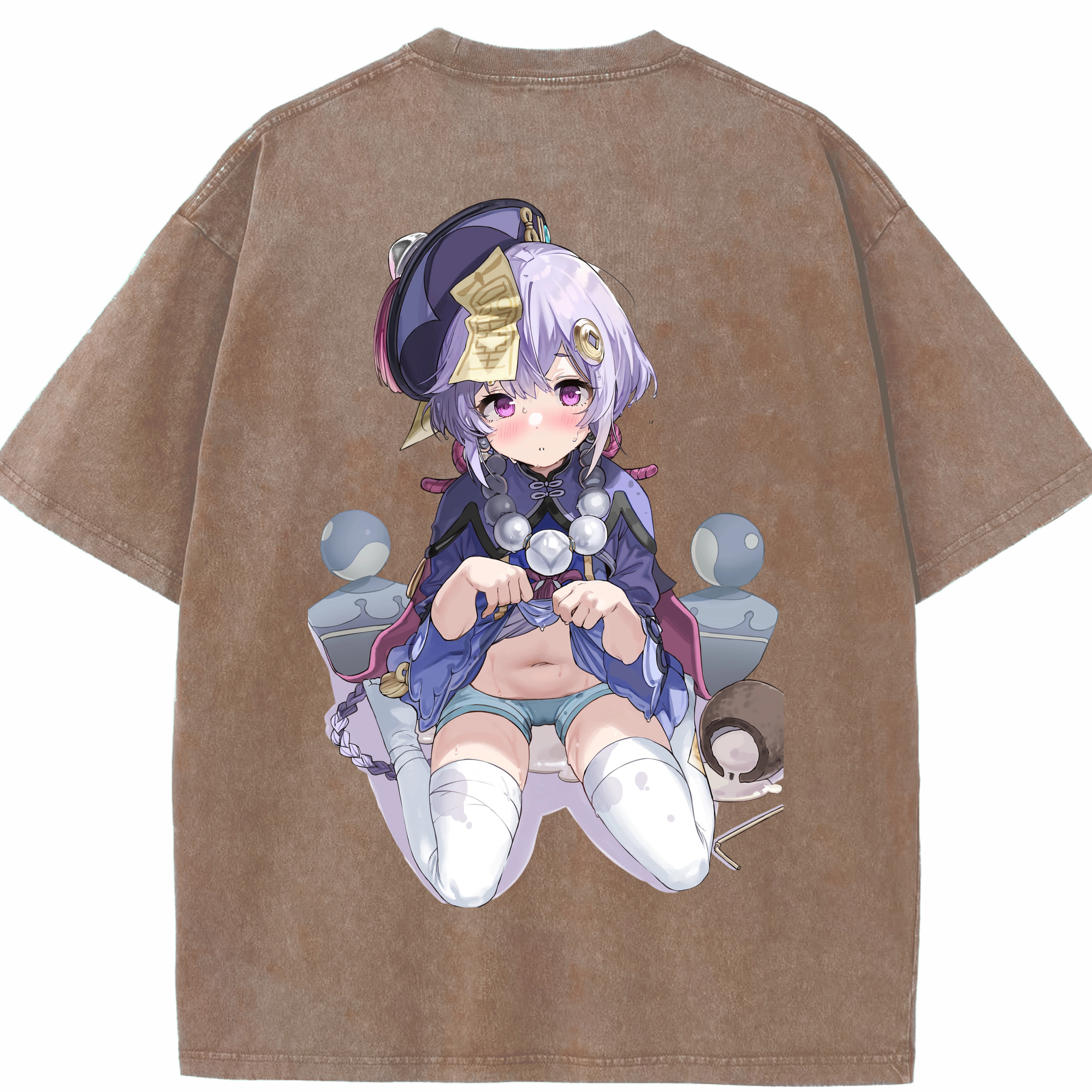 げんし神 七七 なな  genshin Nana 綿100% ヴィンテージ風 半袖Tシャツ（背面プリント）