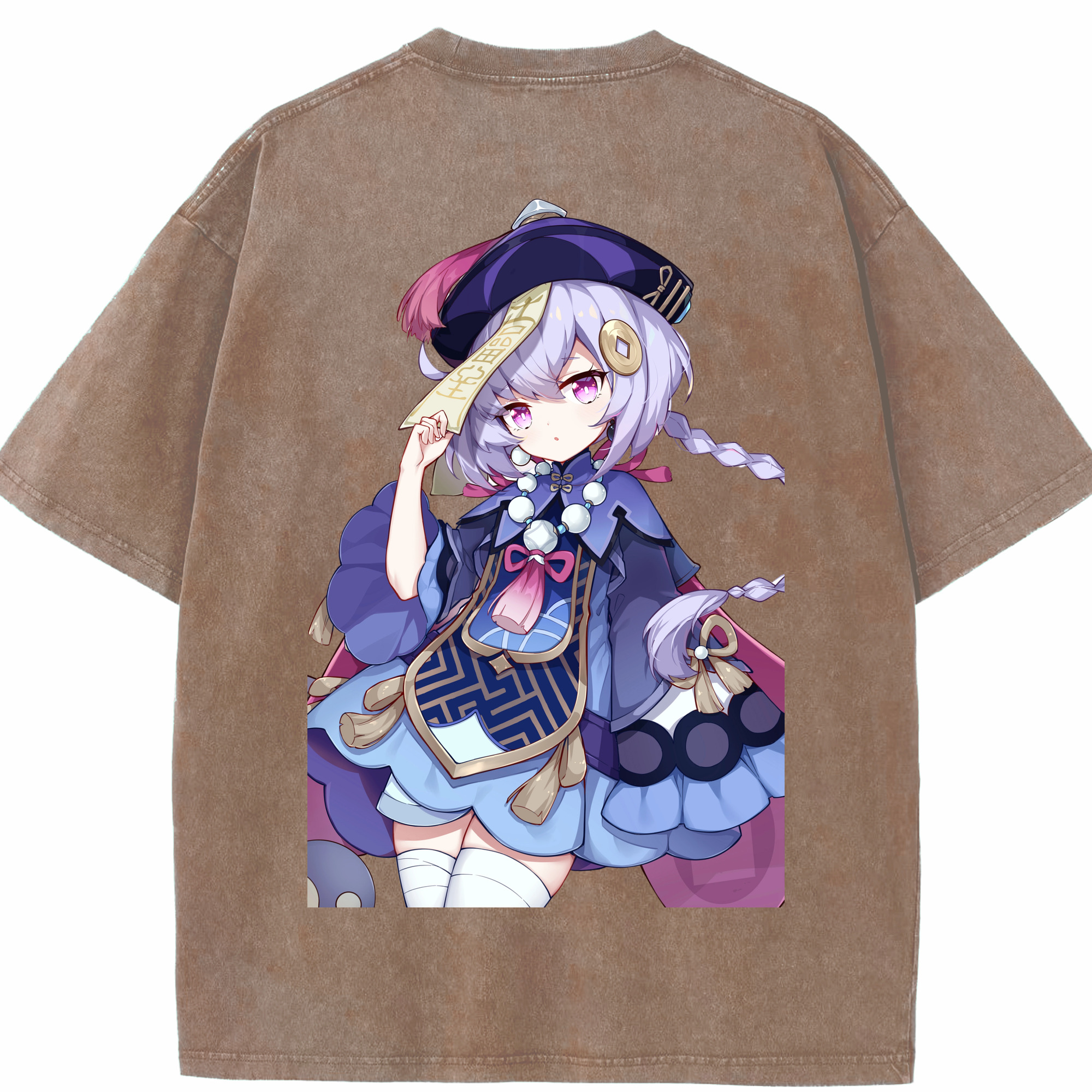 げんし神 七七 なな  genshin Nana 綿100% ヴィンテージ風 半袖Tシャツ（背面プリント）