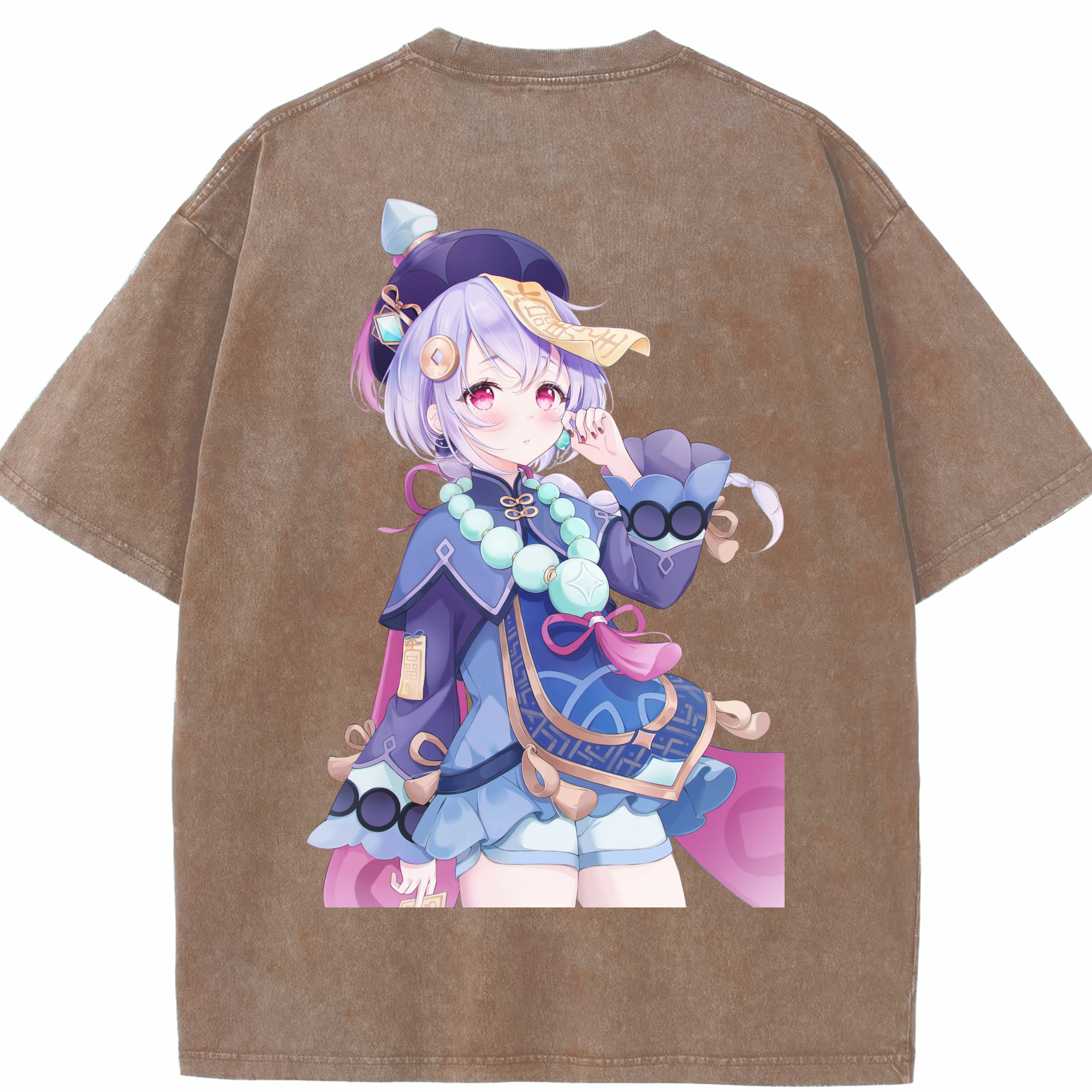 げんし神 七七 なな  genshin Nana 綿100% ヴィンテージ風 半袖Tシャツ（背面プリント）