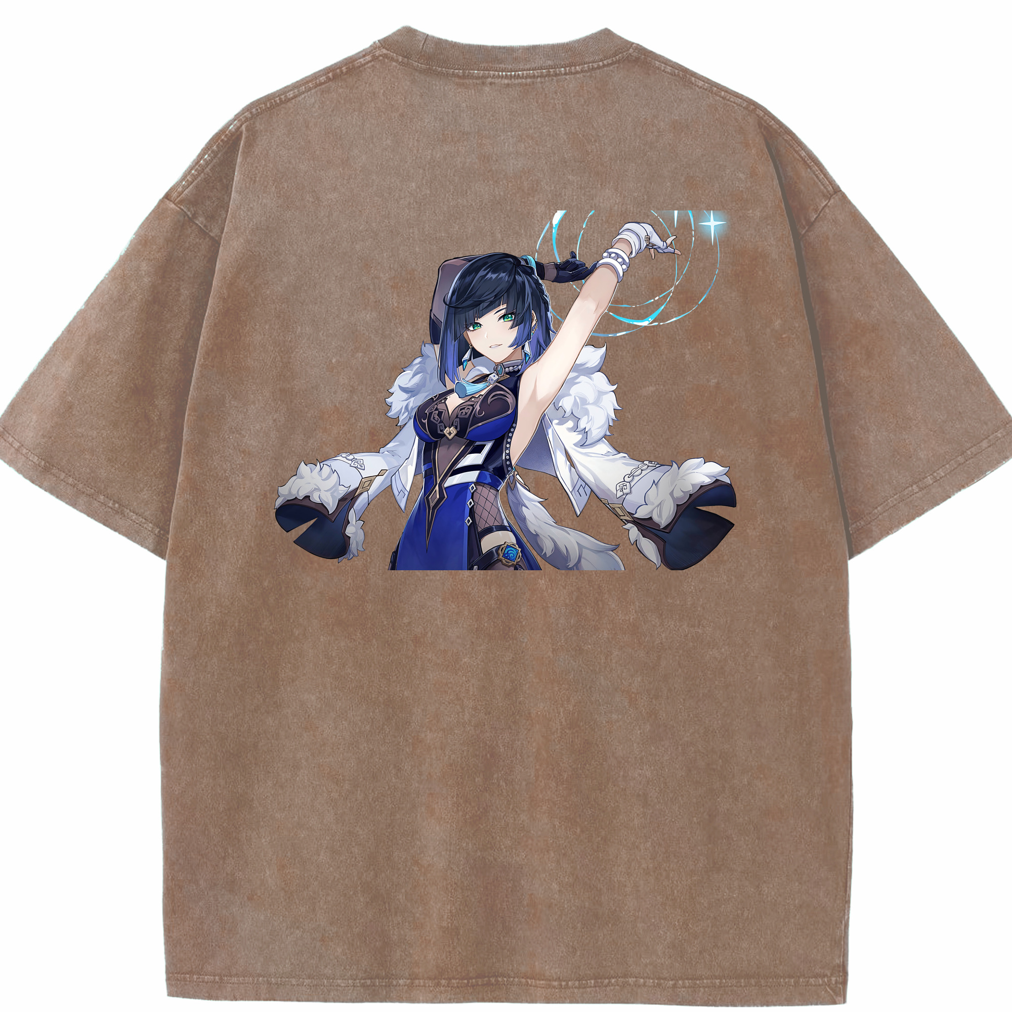 げんし神 夜兰 やらん genshin Yaran 綿100% ヴィンテージ風 半袖Tシャツ（背面プリント）