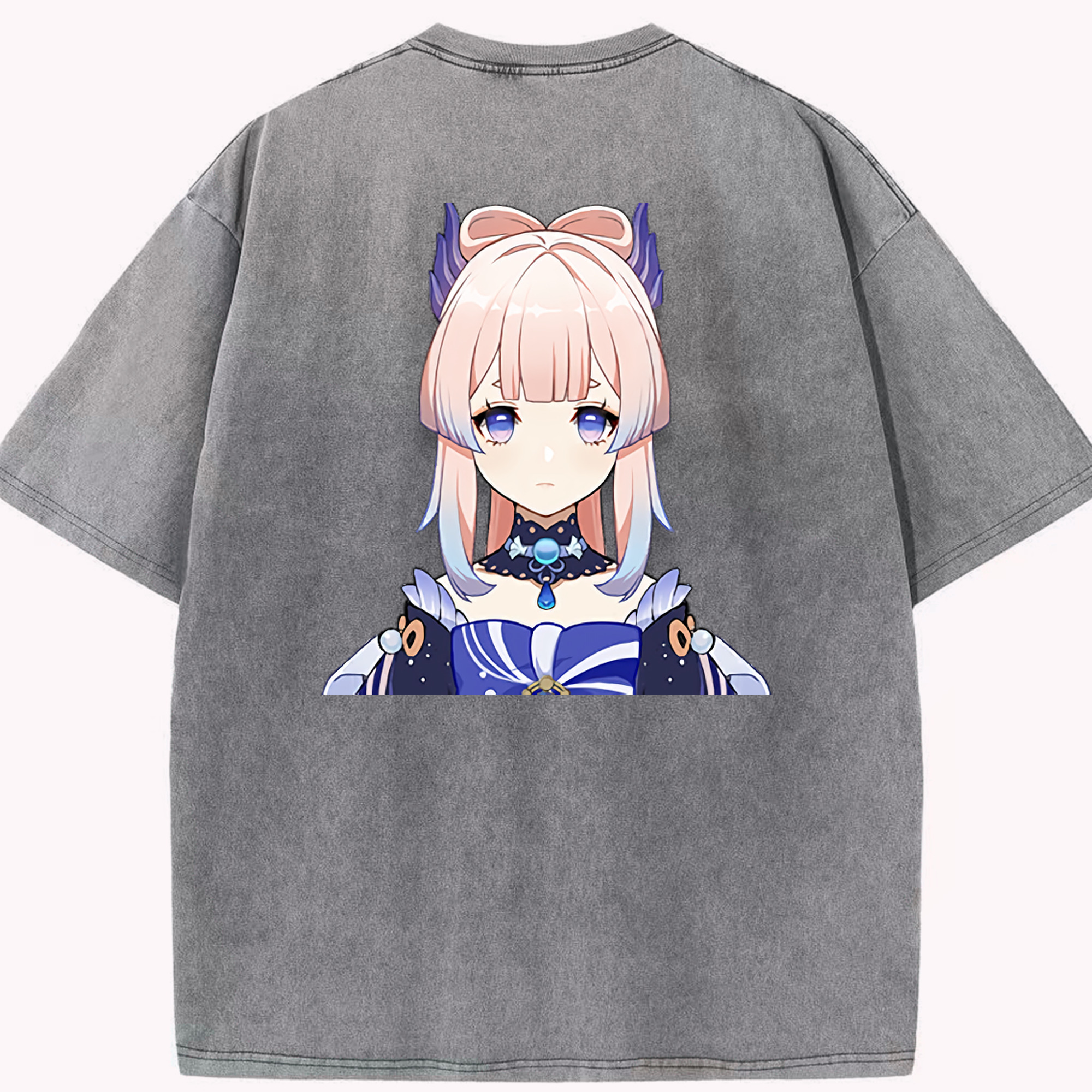 げんし神 珊瑚宮心海 サンゴノミヤ・ココミ genshin Sangonomiya Kokomi 綿100% ヴィンテージ風 半袖Tシャツ（背面プリント）
