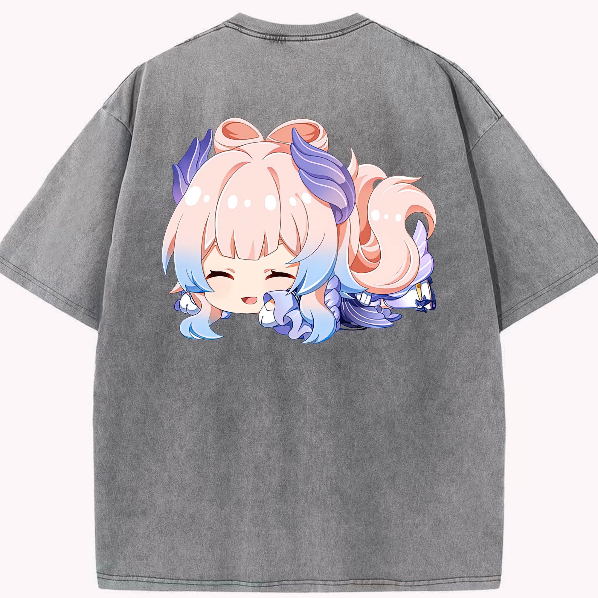 げんし神 珊瑚宮心海 サンゴノミヤ・ココミ genshin Sangonomiya Kokomi 綿100% ヴィンテージ風 半袖Tシャツ（背面プリント）