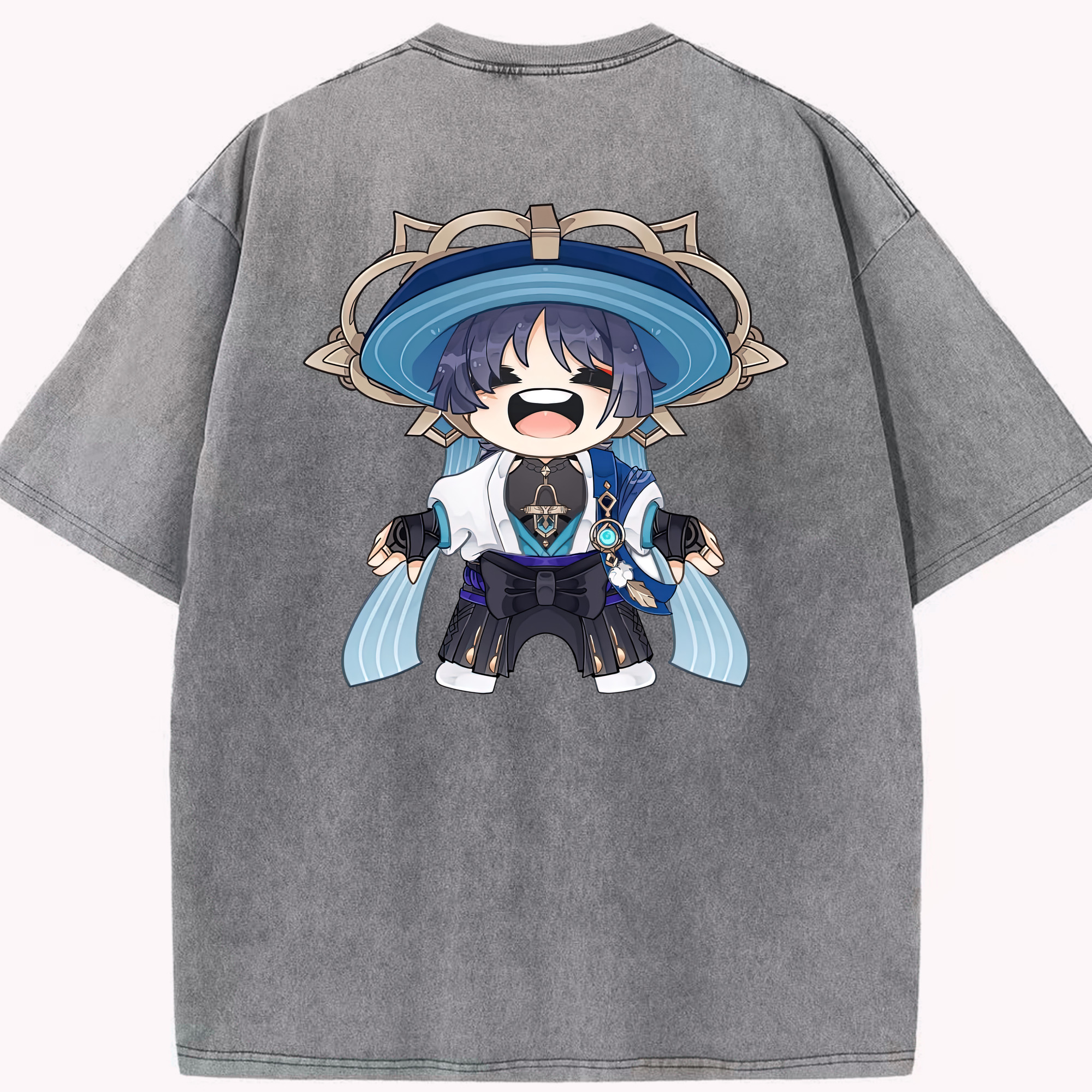 げんし神 さんペい genshin Sanpei 綿100% ヴィンテージ風 半袖Tシャツ（背面プリント）