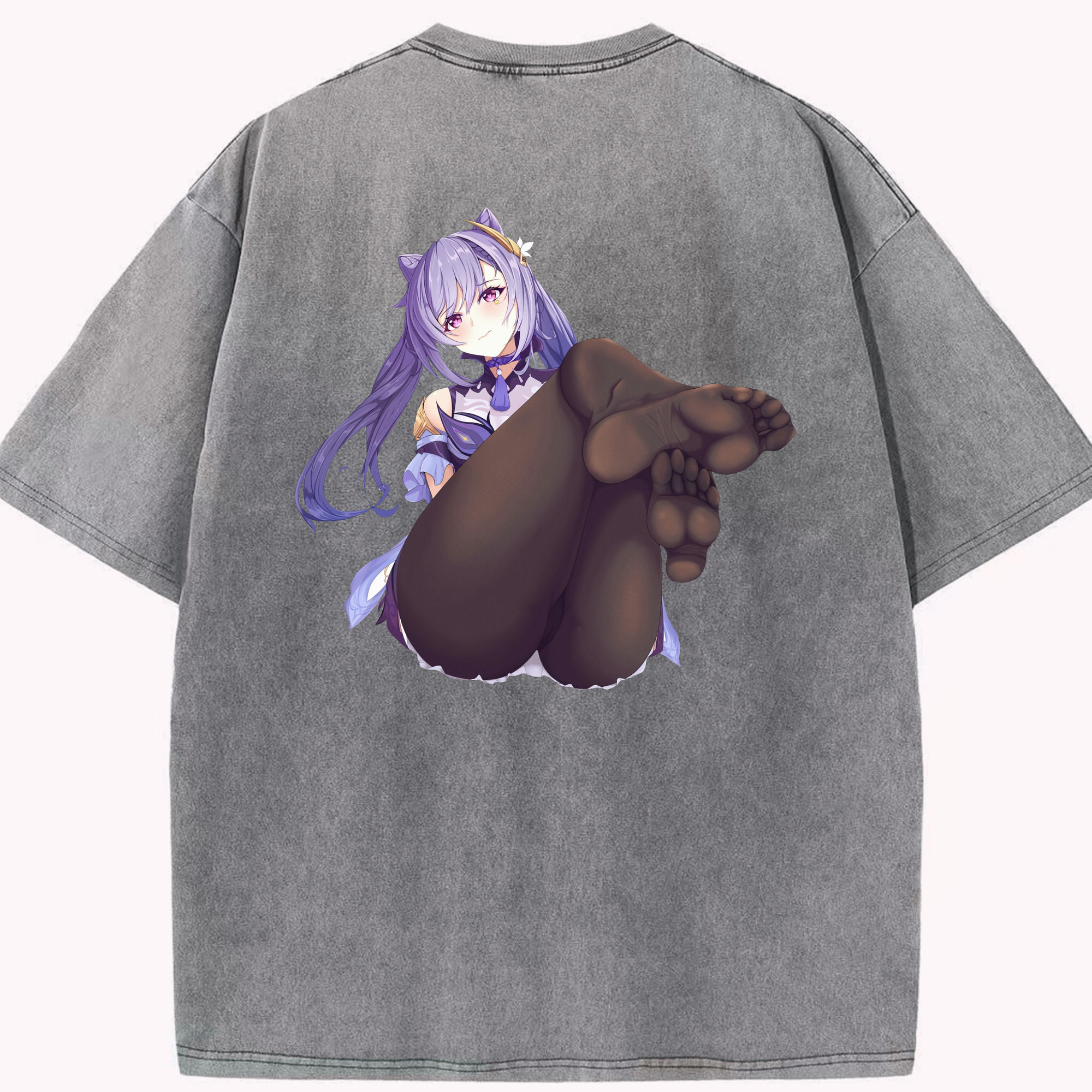 げんし神 刻晴 こくせい genshin Kokusei 綿100% ヴィンテージ風 半袖Tシャツ（背面プリント）